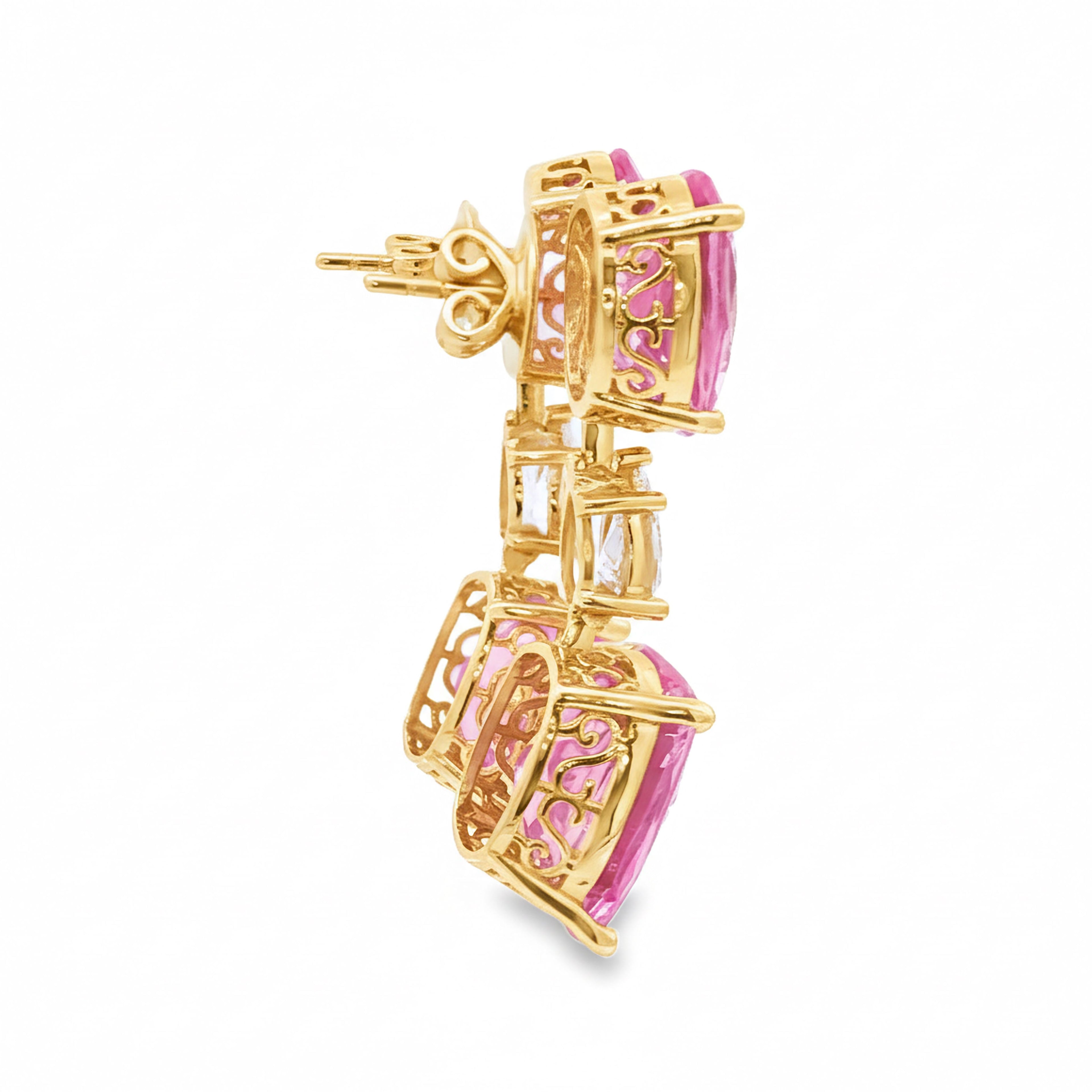 9.46ct Pink Oval x Pear x 12.87ct Pink Cushion Earrings