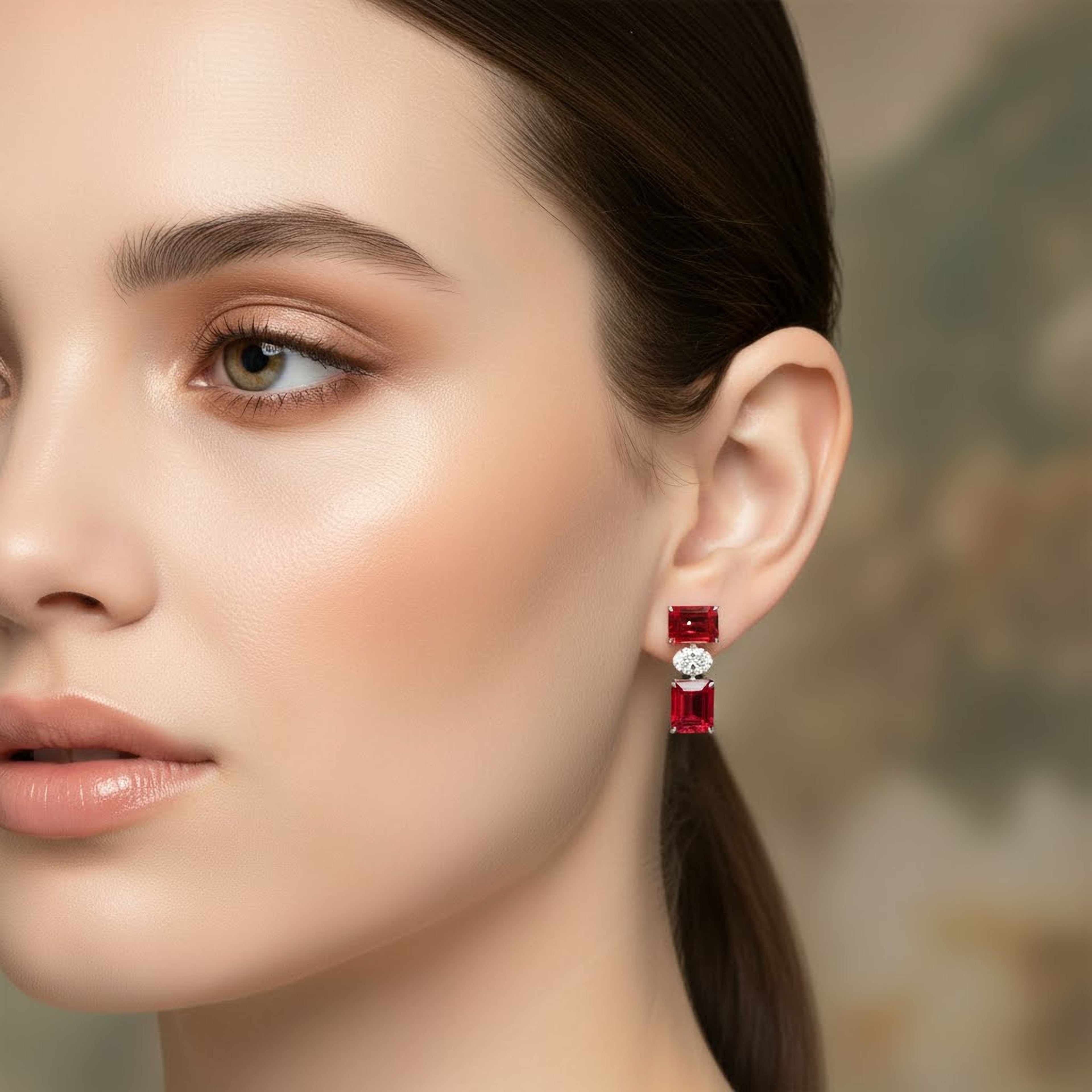 40.5cts Ruby Cushion with Oval Diamond