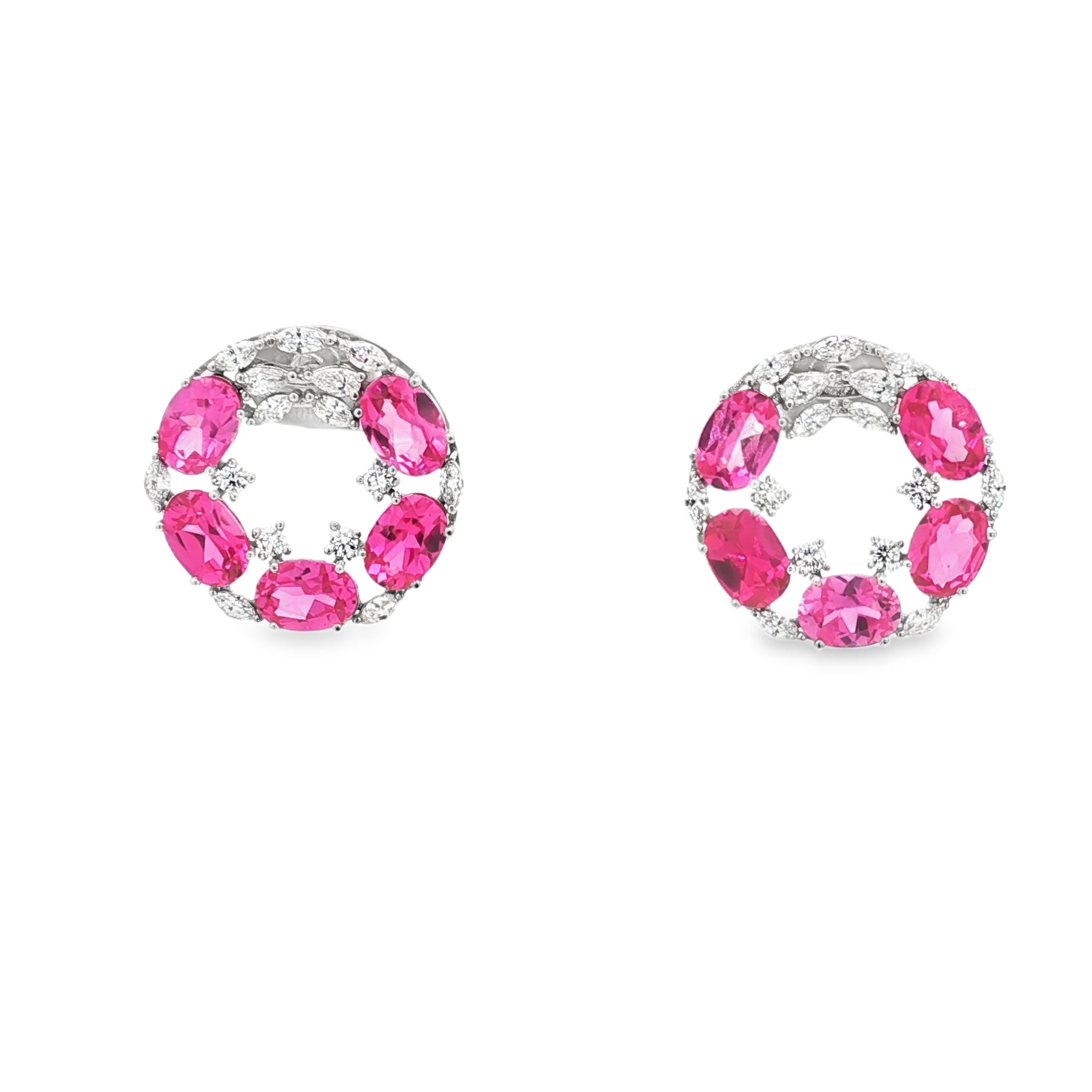 9.7cts Pink Ovals Round Flat Hoops