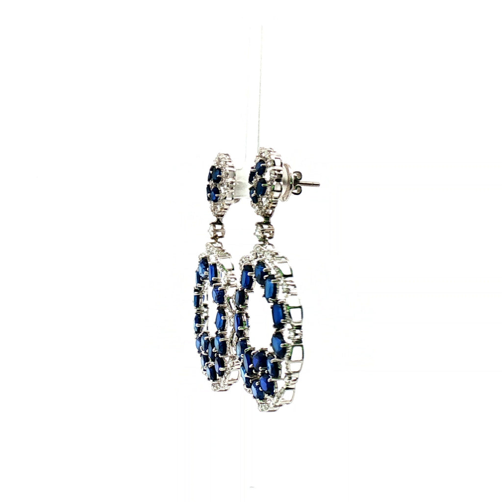 Blue Sapphire Oval Cut Dangling Earrings