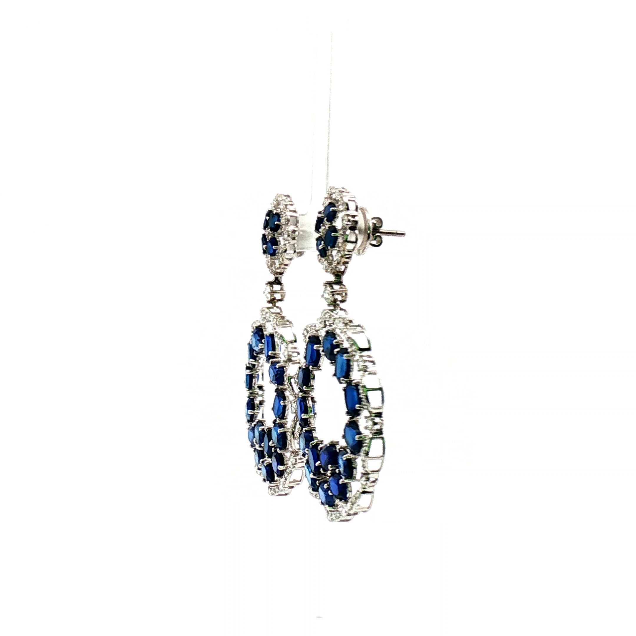 Blue Sapphire Oval Cut Dangling Earrings