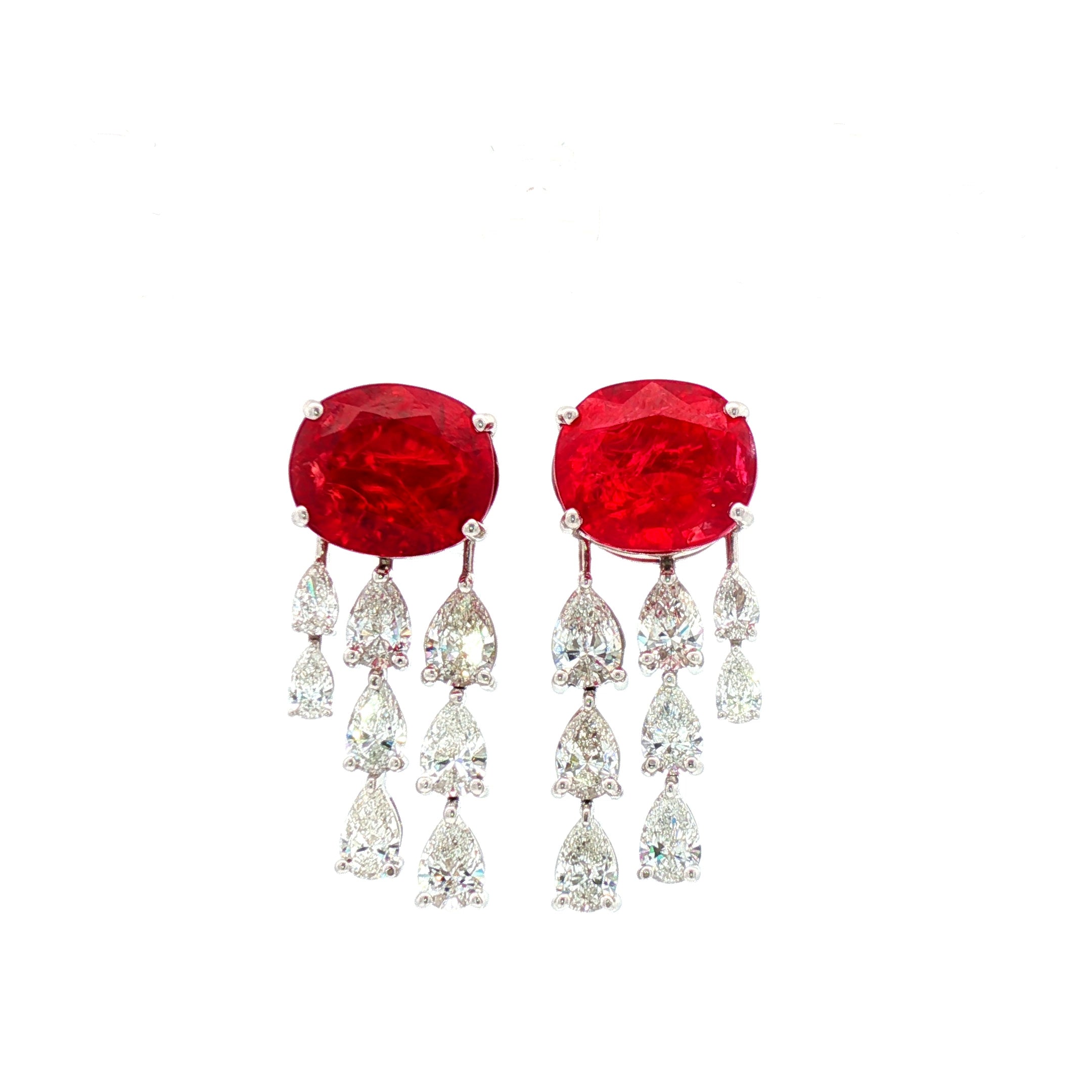 Red Ruby x Pear Dangling Earrings