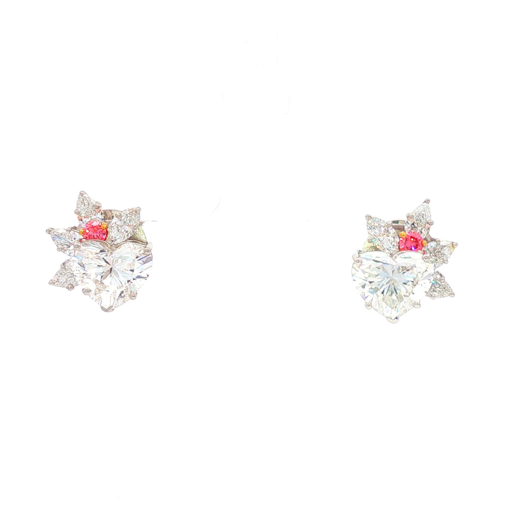 Heart Shaped Leaf Studs with Pink Diamond