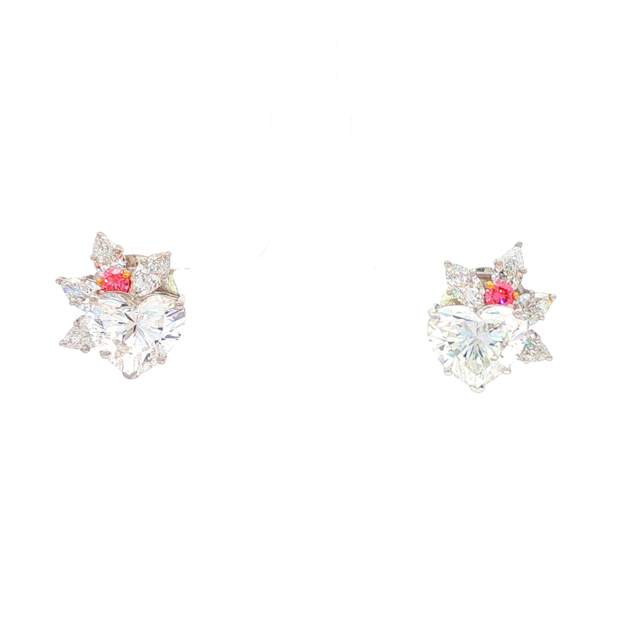 Heart Shaped Leaf Studs with Pink Diamond