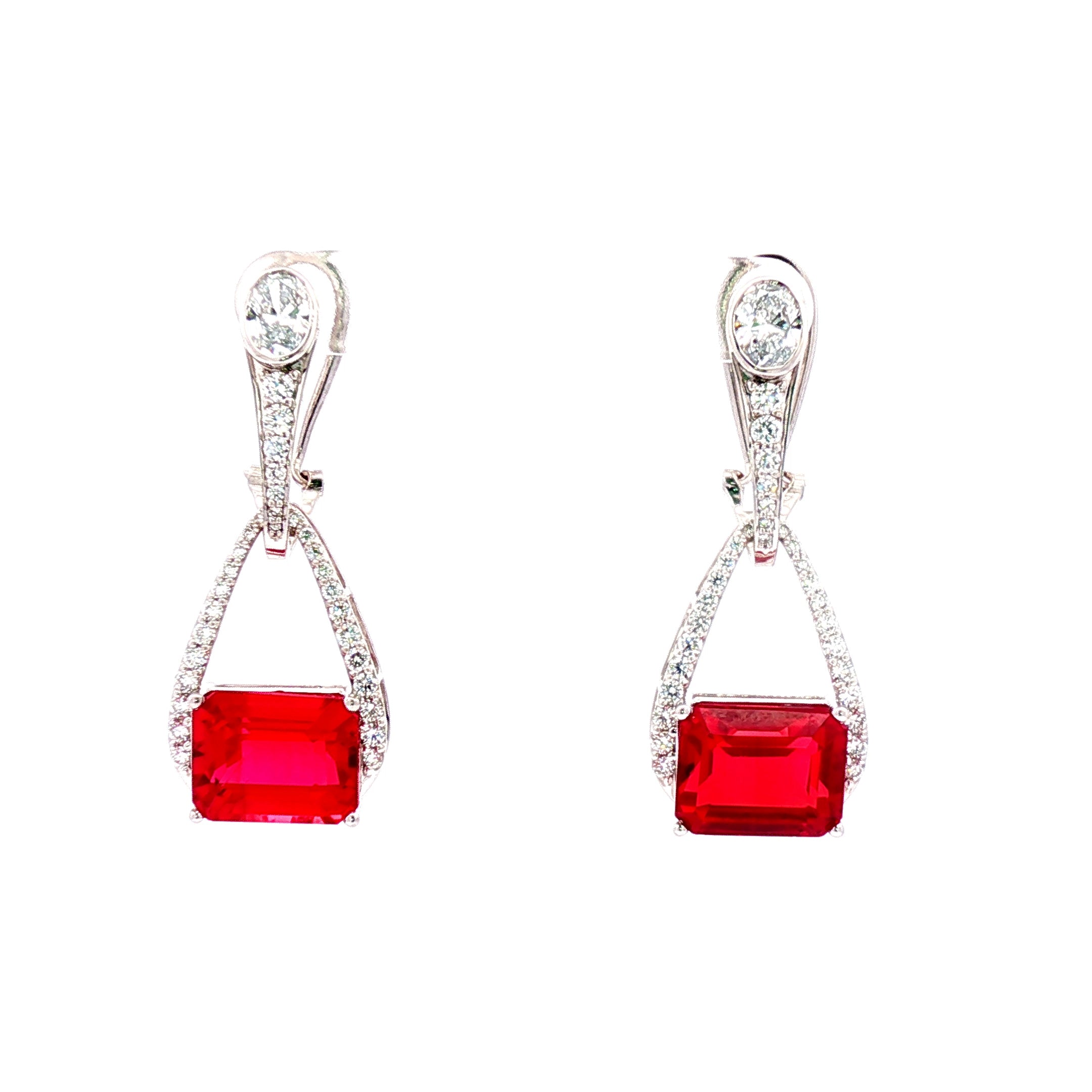 Emerald Ruby Dangling Earrings