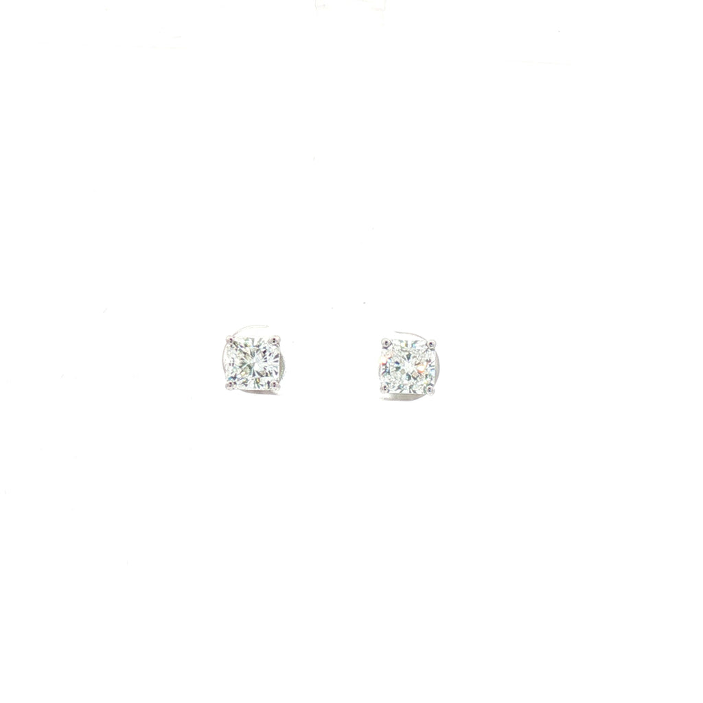 1ct Asscher White Gold Studs
