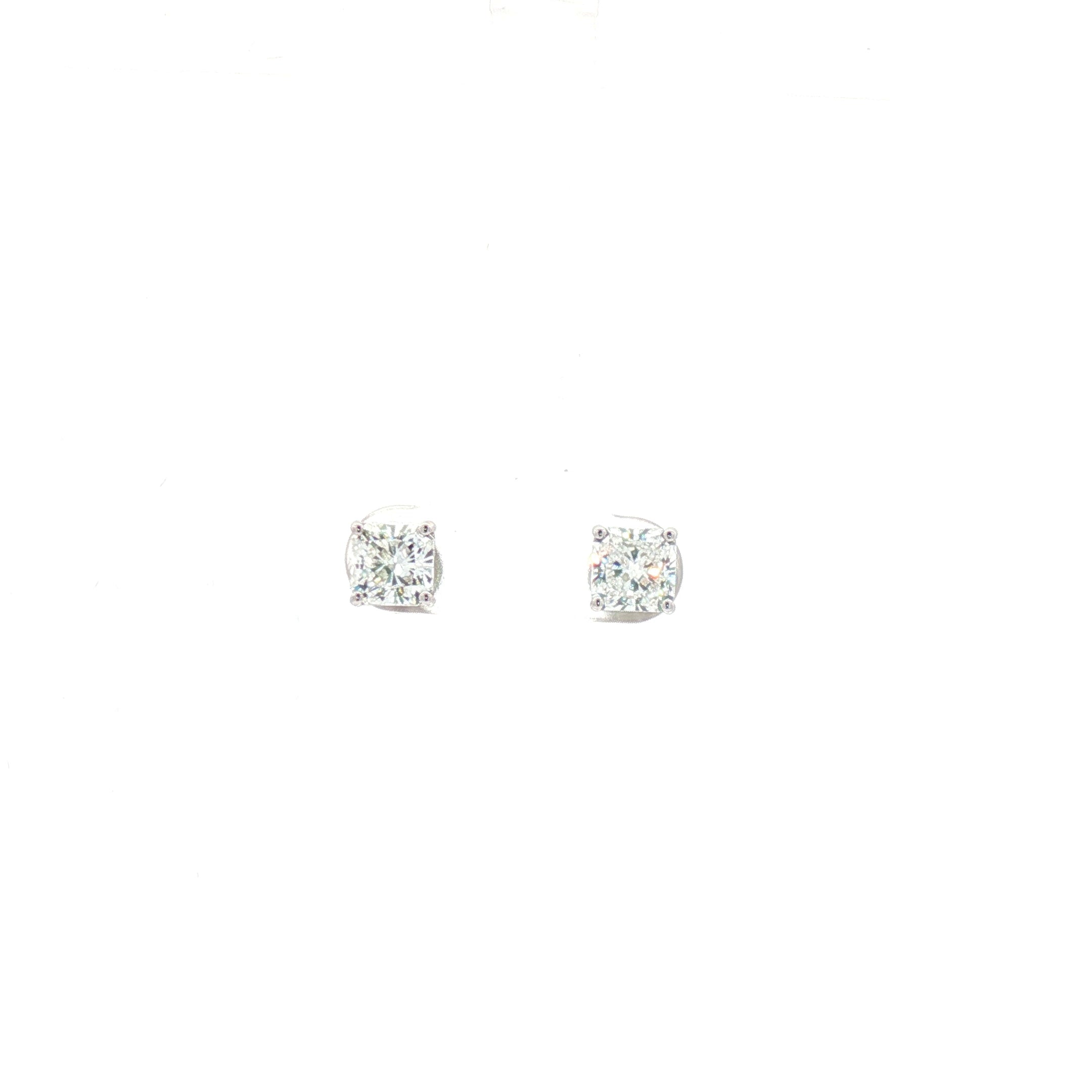 1ct Asscher White Gold Studs