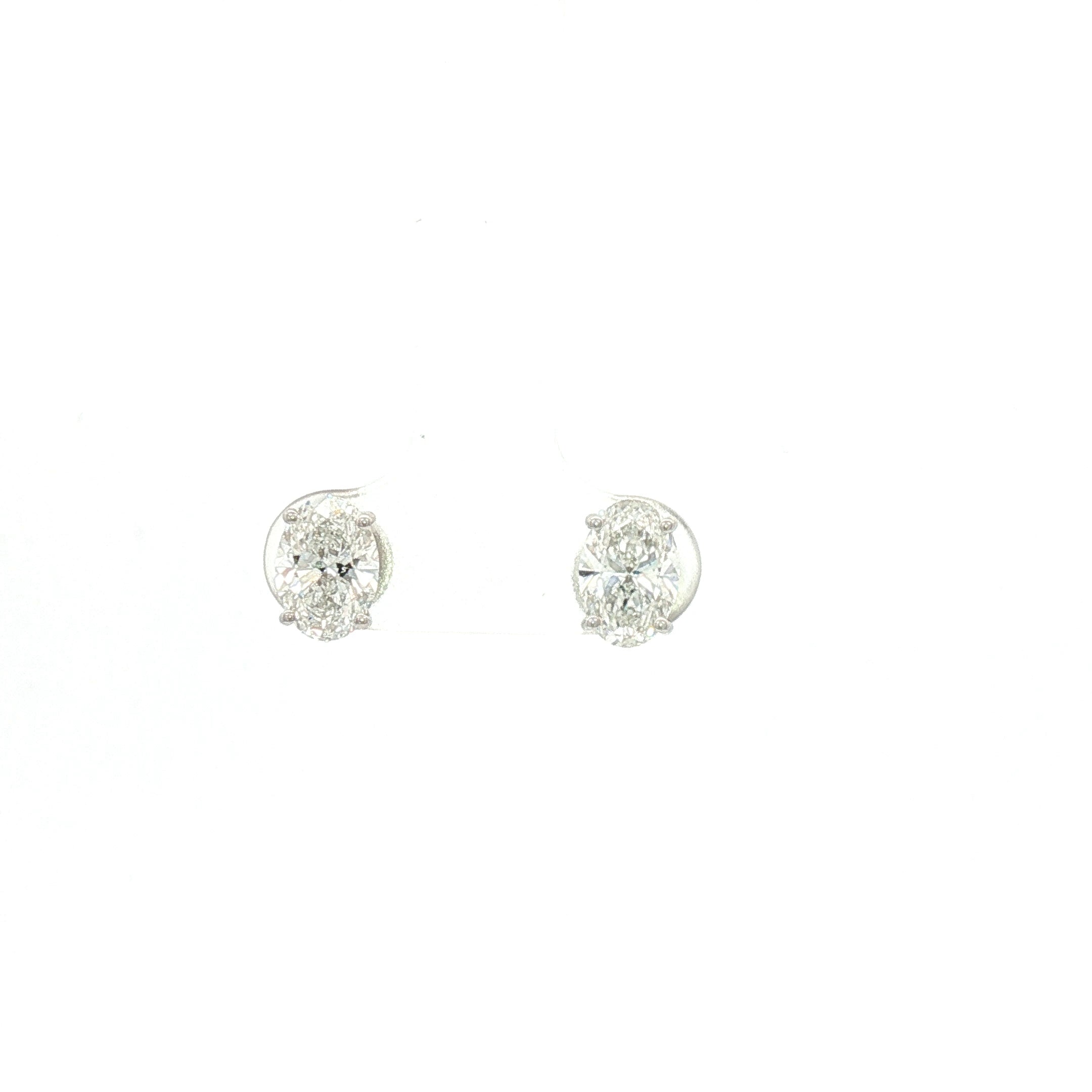 1ct Oval White Gold Studs
