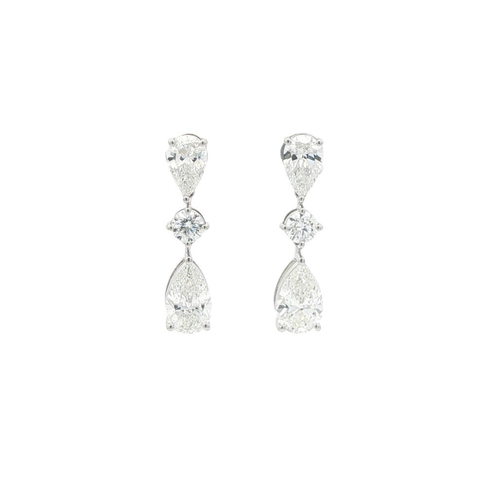 Pear X Round Drop Earrings