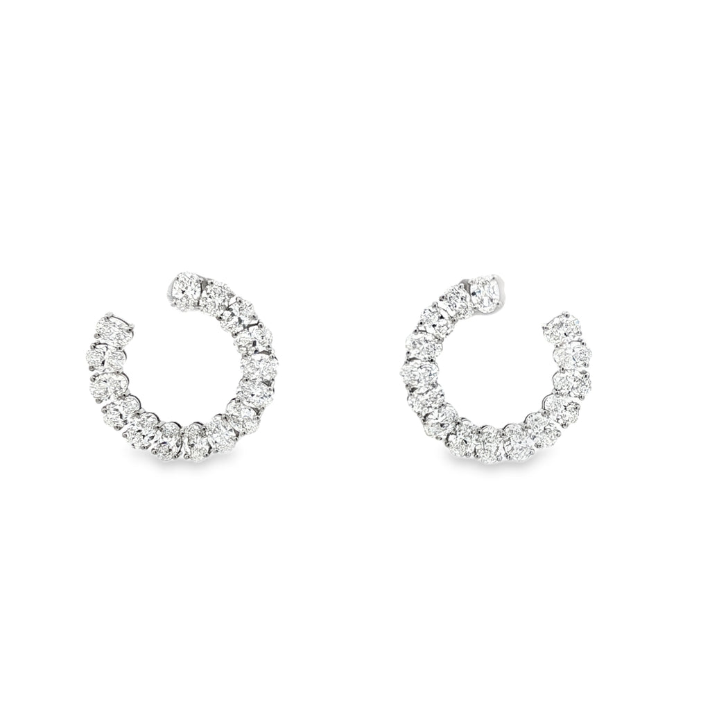 Hoop Earrings with Oval Cut Diamonds