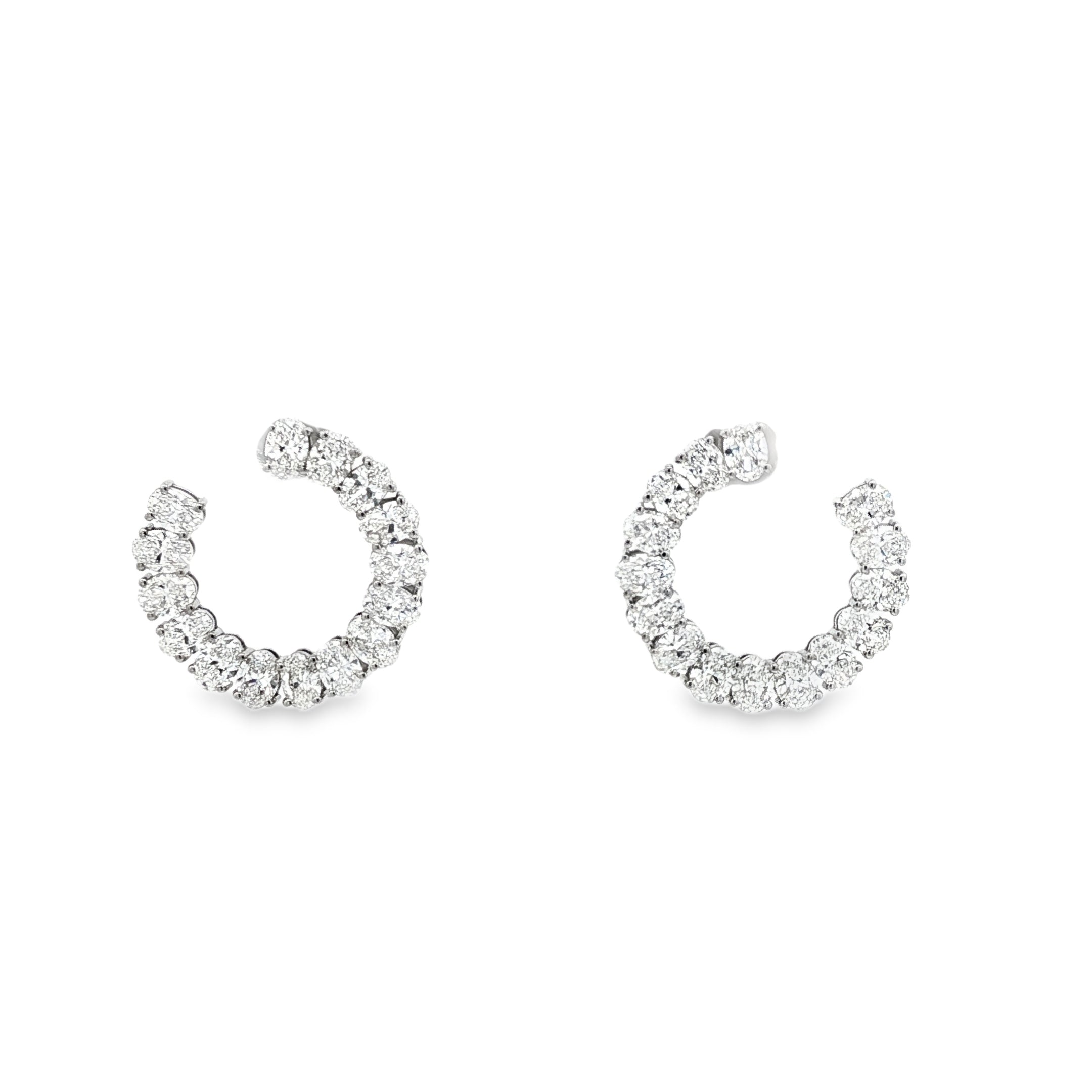 Hoop Earrings with Oval Cut Diamonds