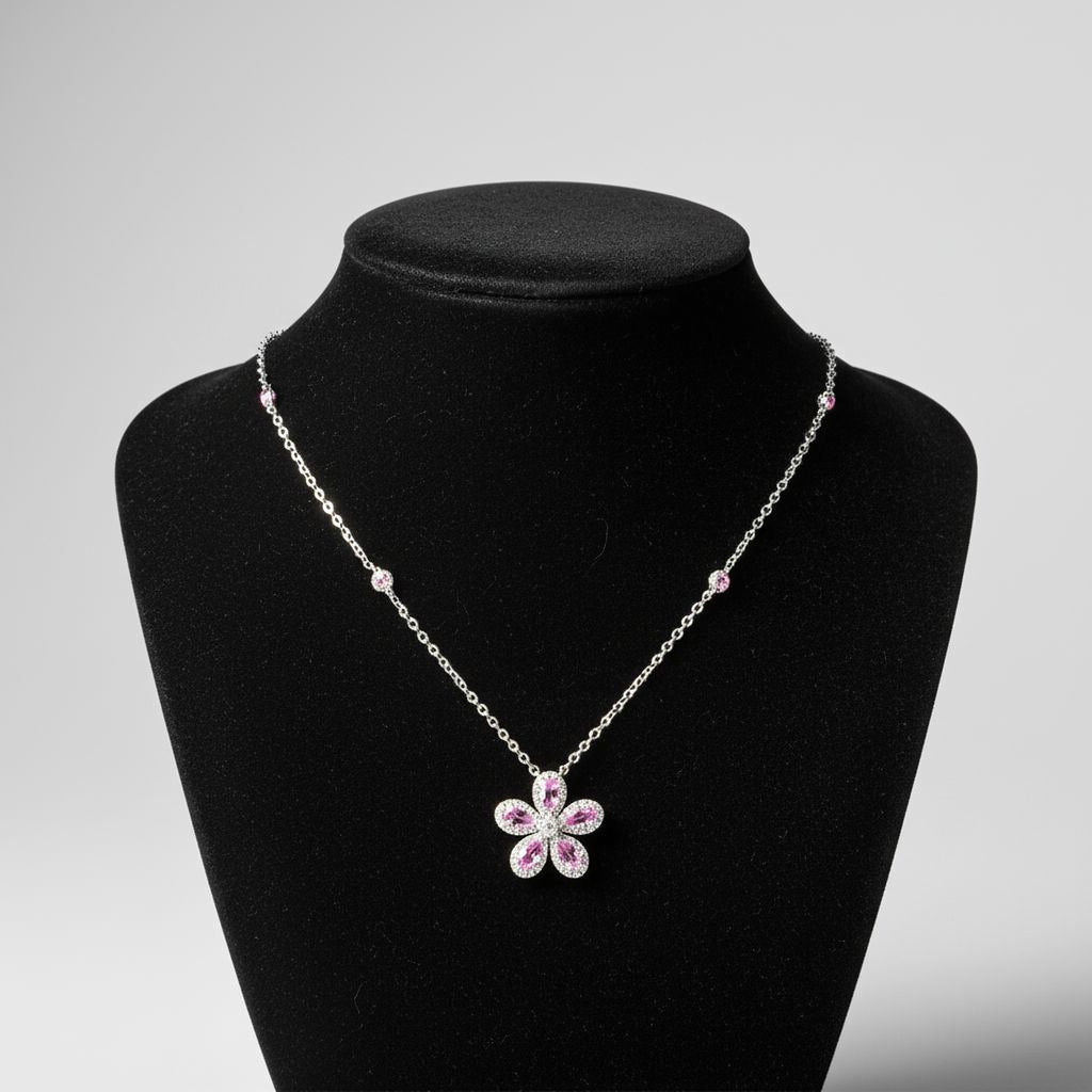 Mini Flower Necklace (Pink)
