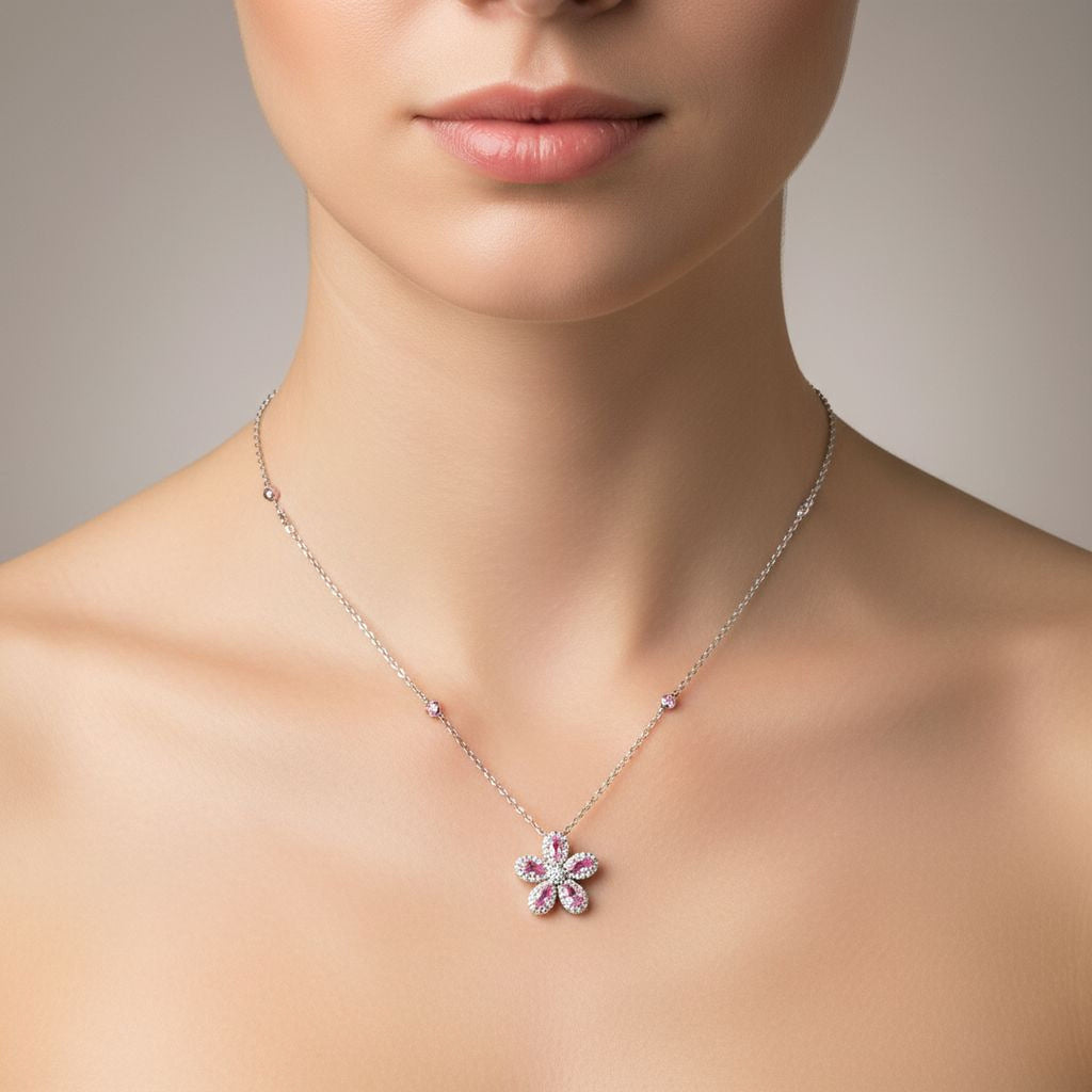 Mini Flower Necklace (Pink)