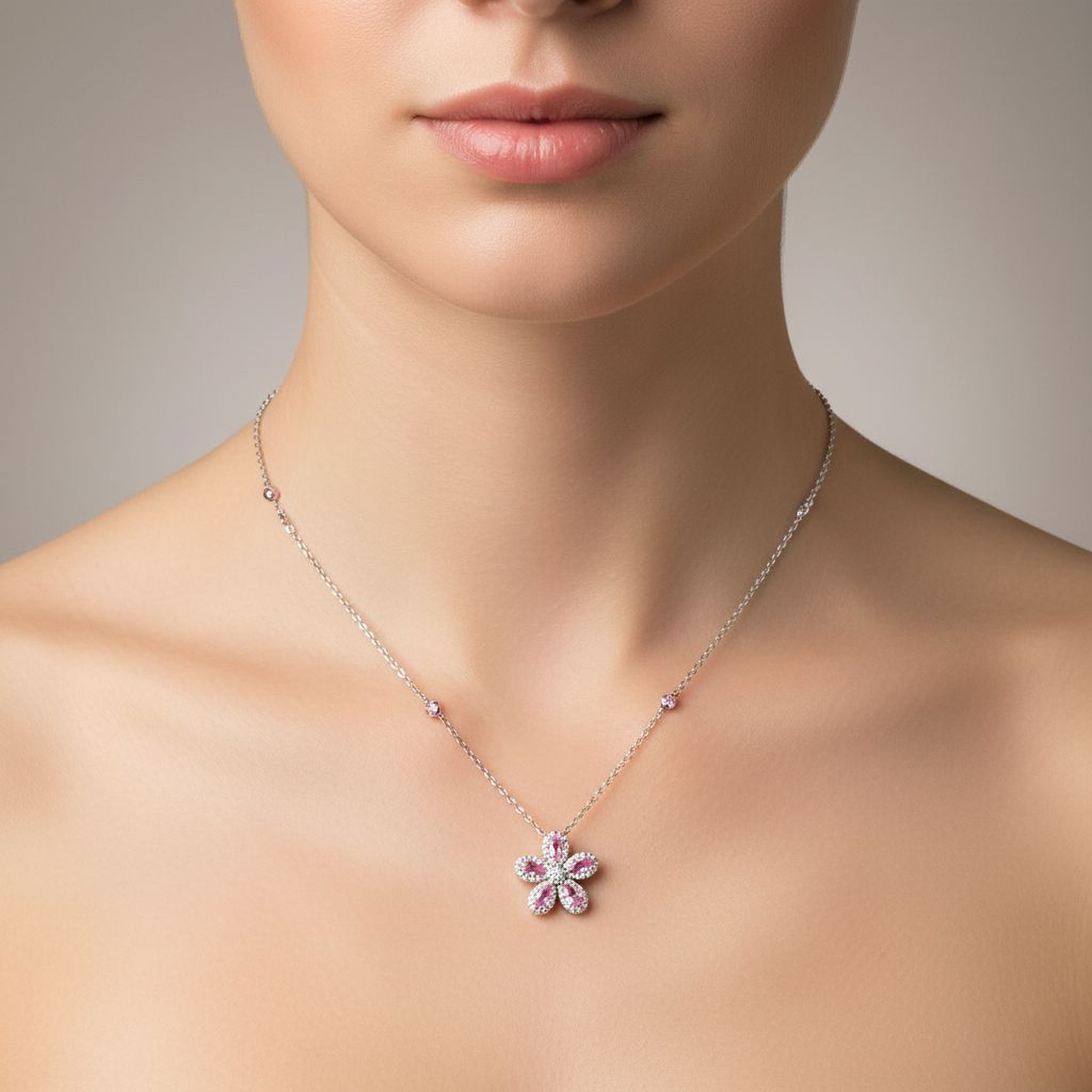 Mini Flower Necklace (Pink)