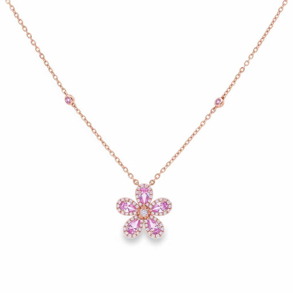 Mini Flower Necklace (Pink)