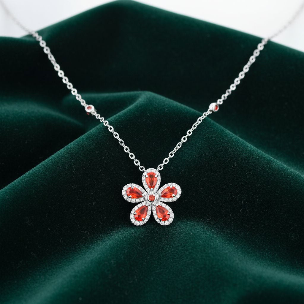 Mini Flower Necklace (Orange)