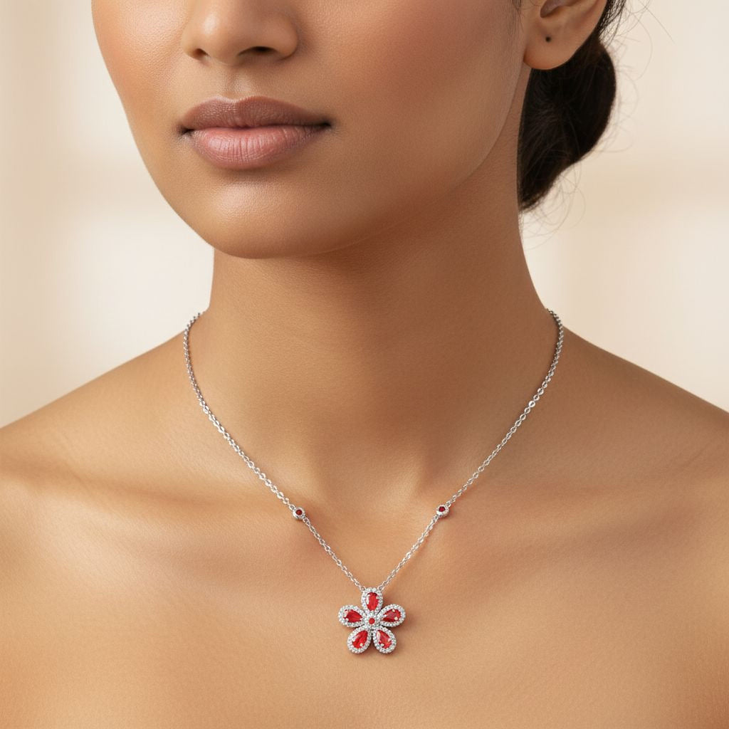 Mini Flower Necklace (Orange)
