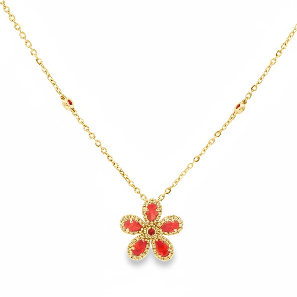 Mini Flower Necklace (Orange)