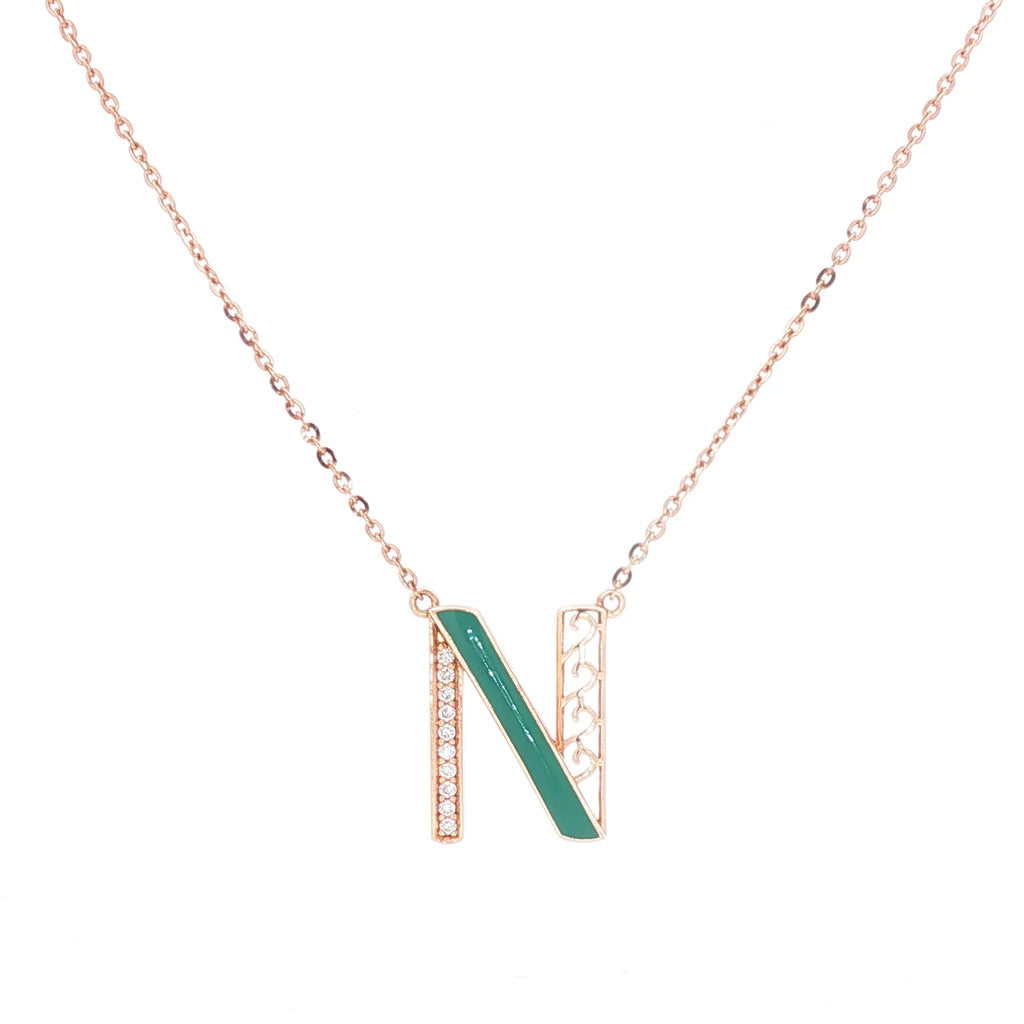 Letters Pendant - N (green enamel)