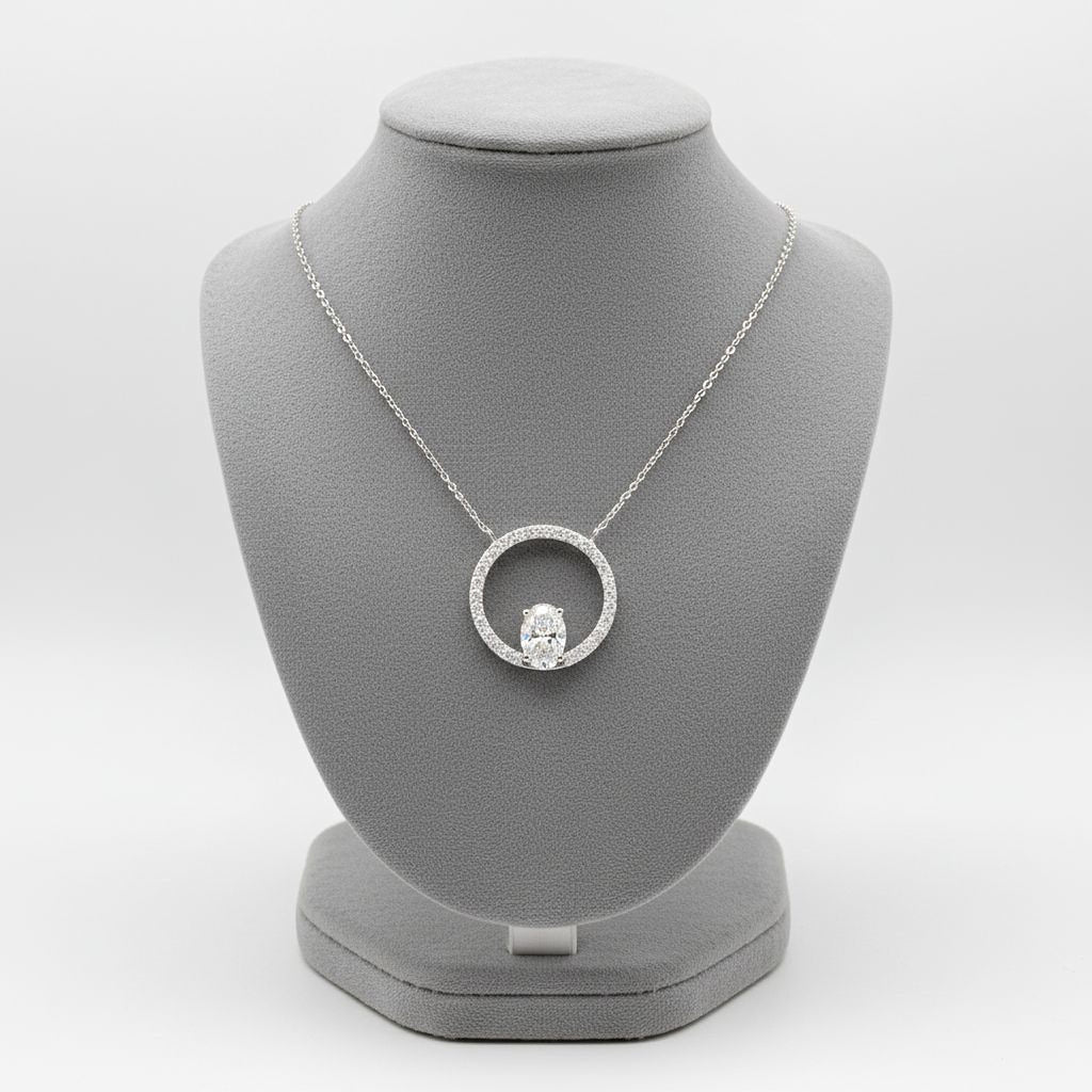 2.5ct Oval Halo Pendant