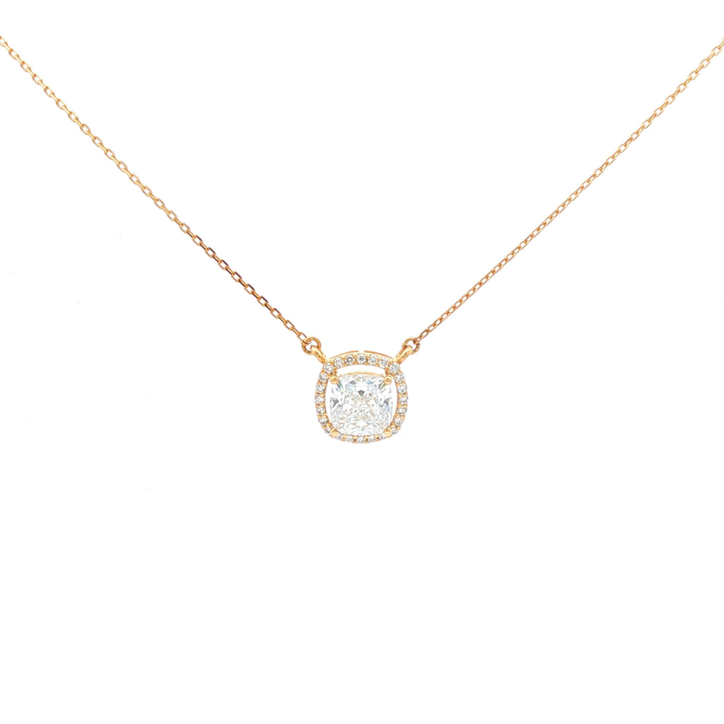 2ct Cushion with Halo Pendant