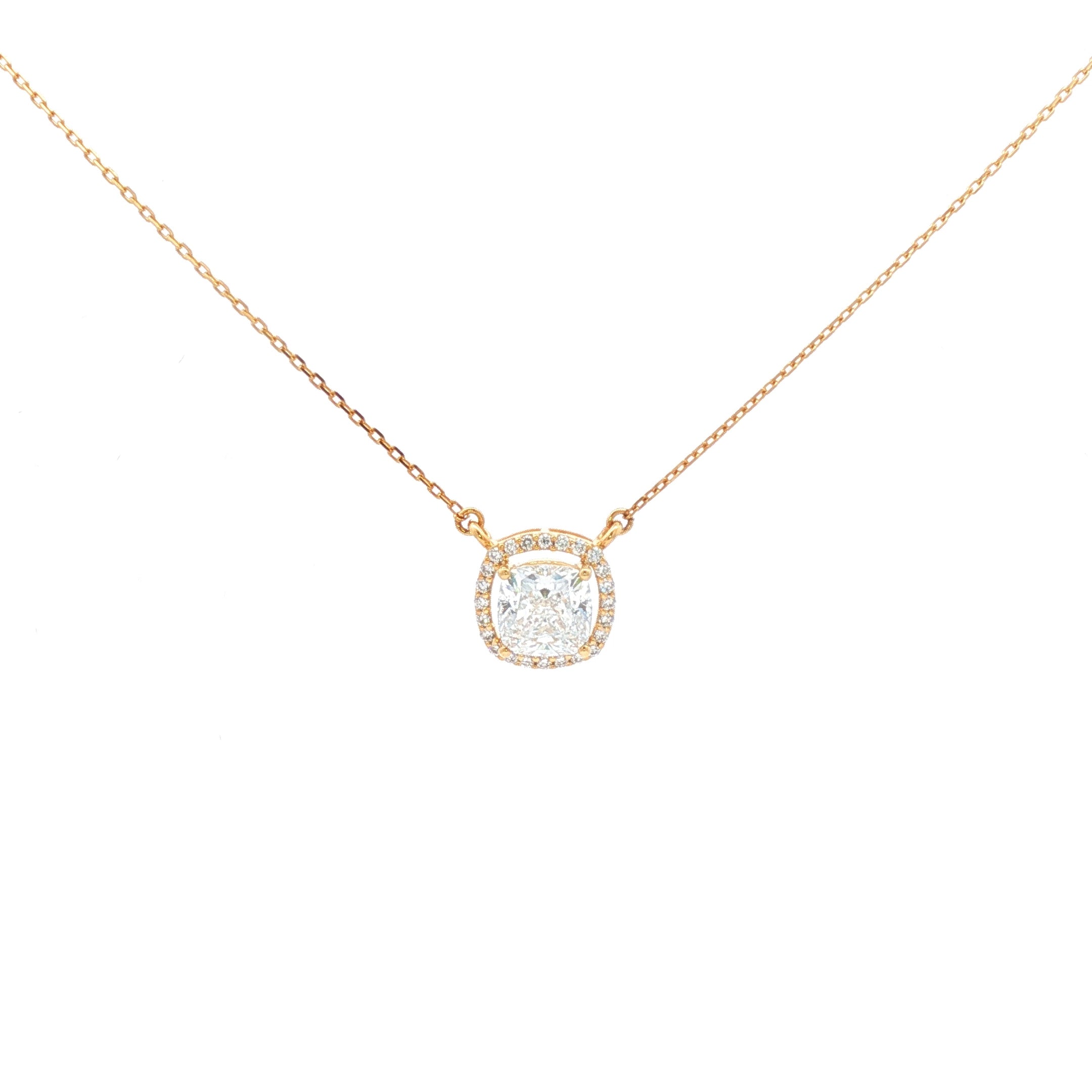 2ct Cushion with Halo Pendant