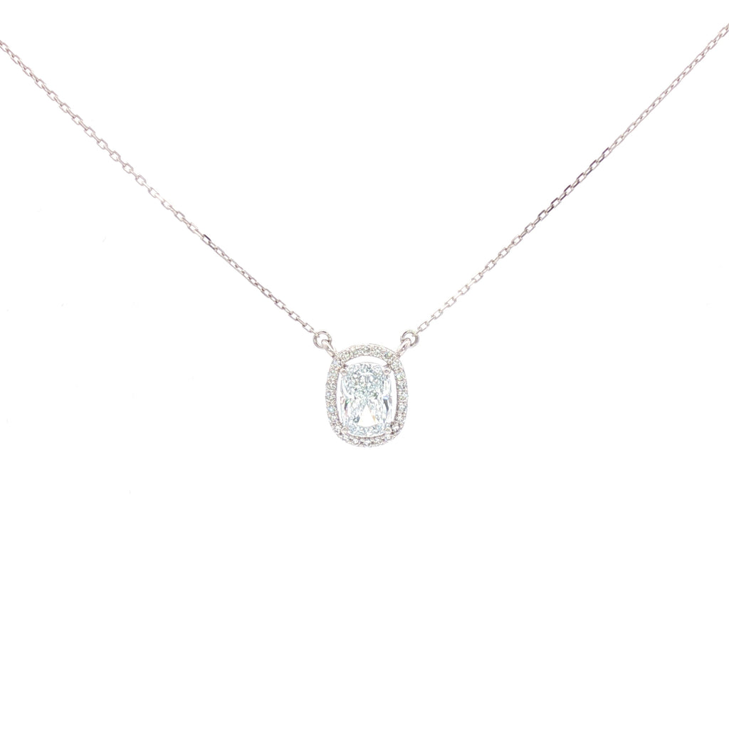 1.5ct Elongated Cushion with Halo Pendant