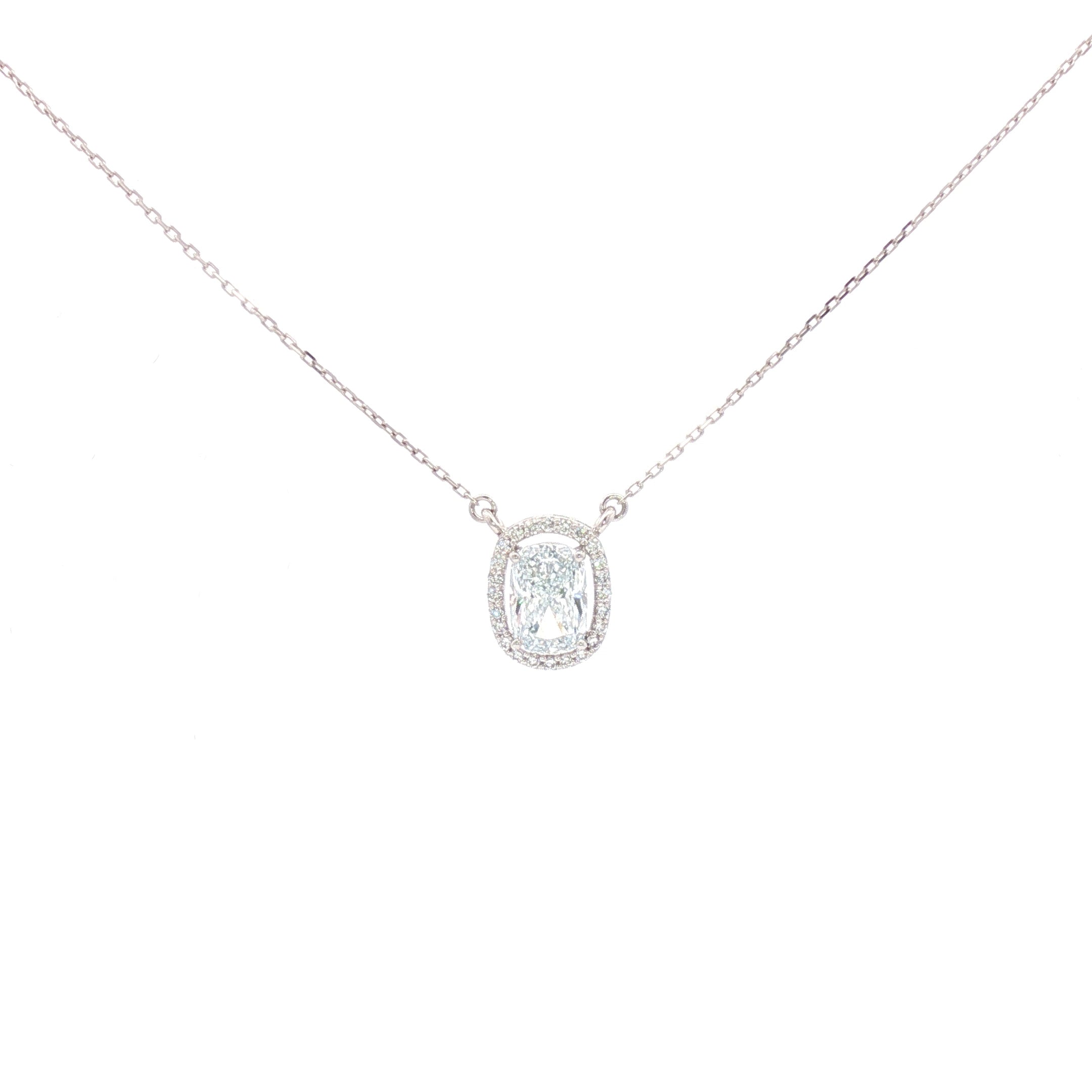 1.5ct Elongated Cushion with Halo Pendant