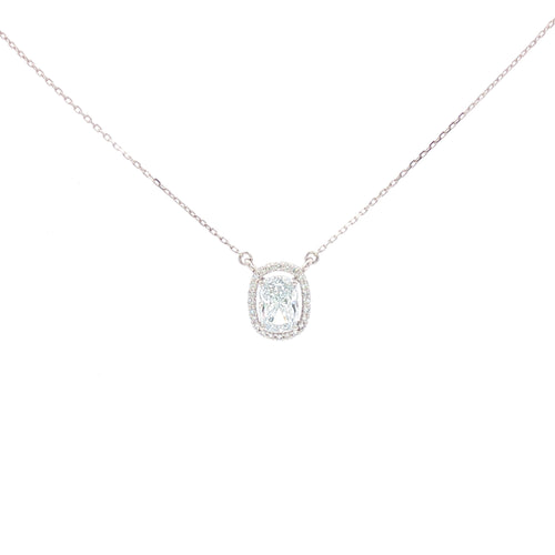 1.5ct Elongated Cushion with Halo Pendant