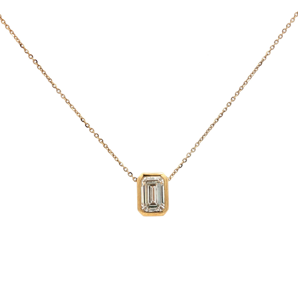 2ct Emerald-Cut Diamond Bezel Necklace