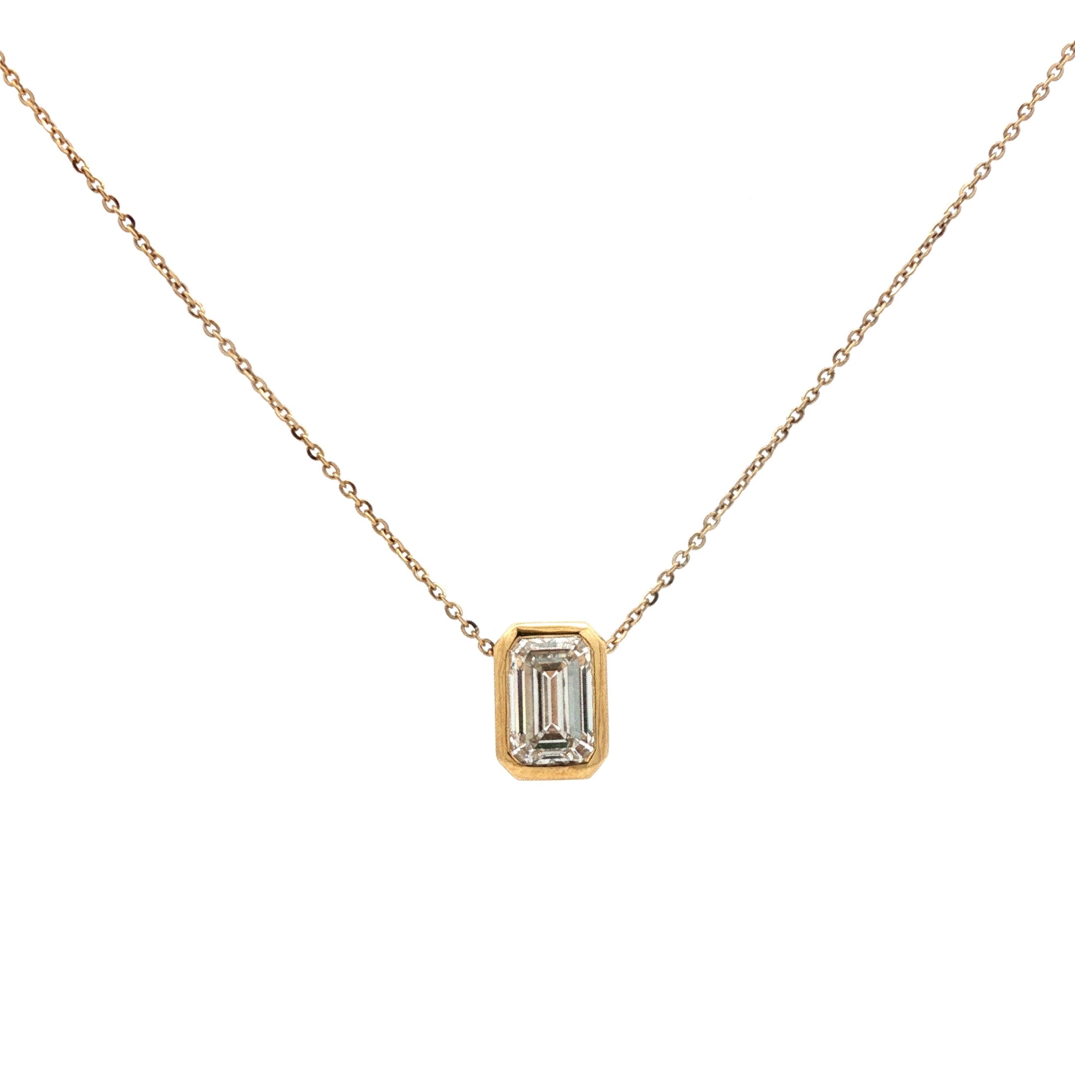 2ct Emerald-Cut Diamond Bezel Necklace