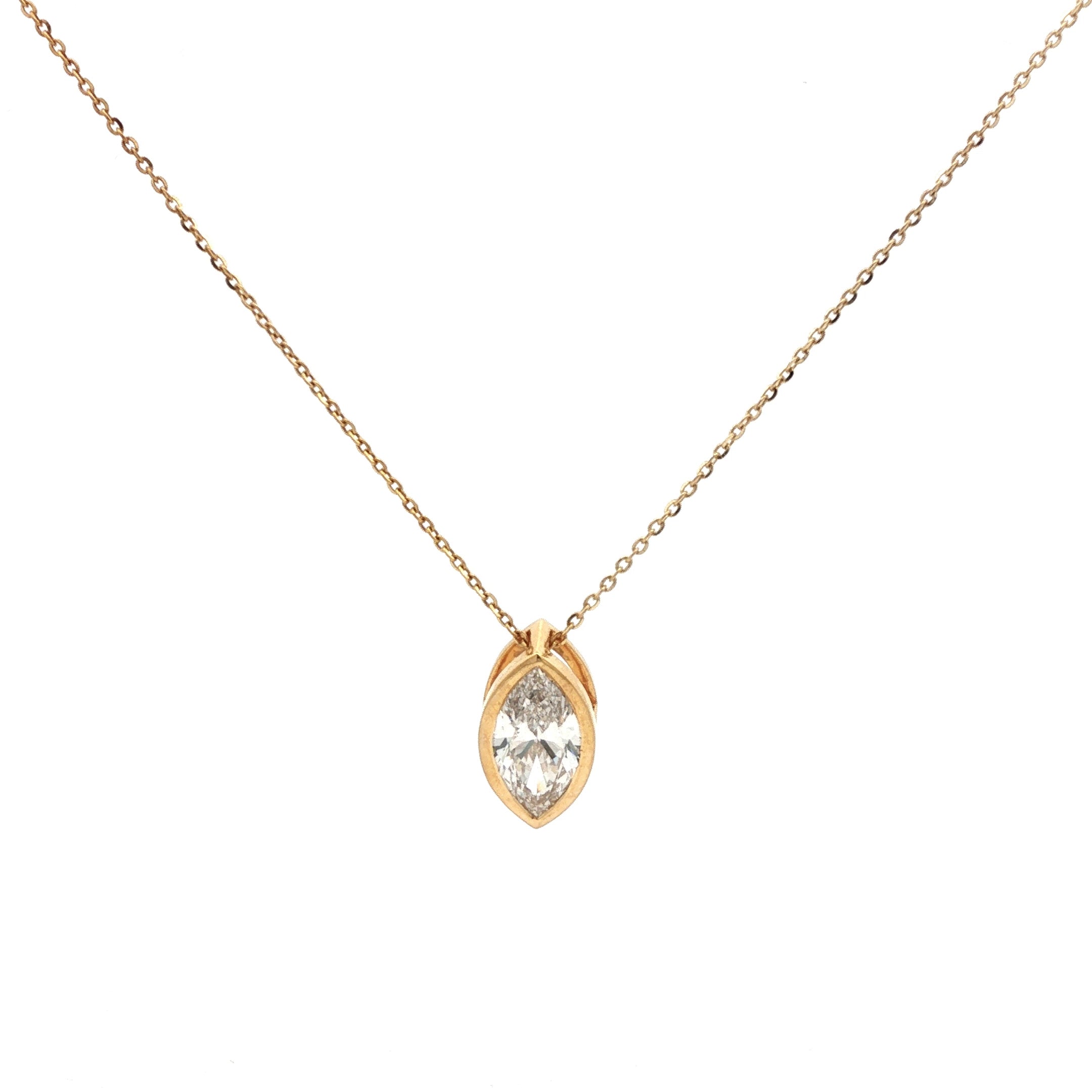 2ct Marquise Diamond Bezel Pendant Necklace