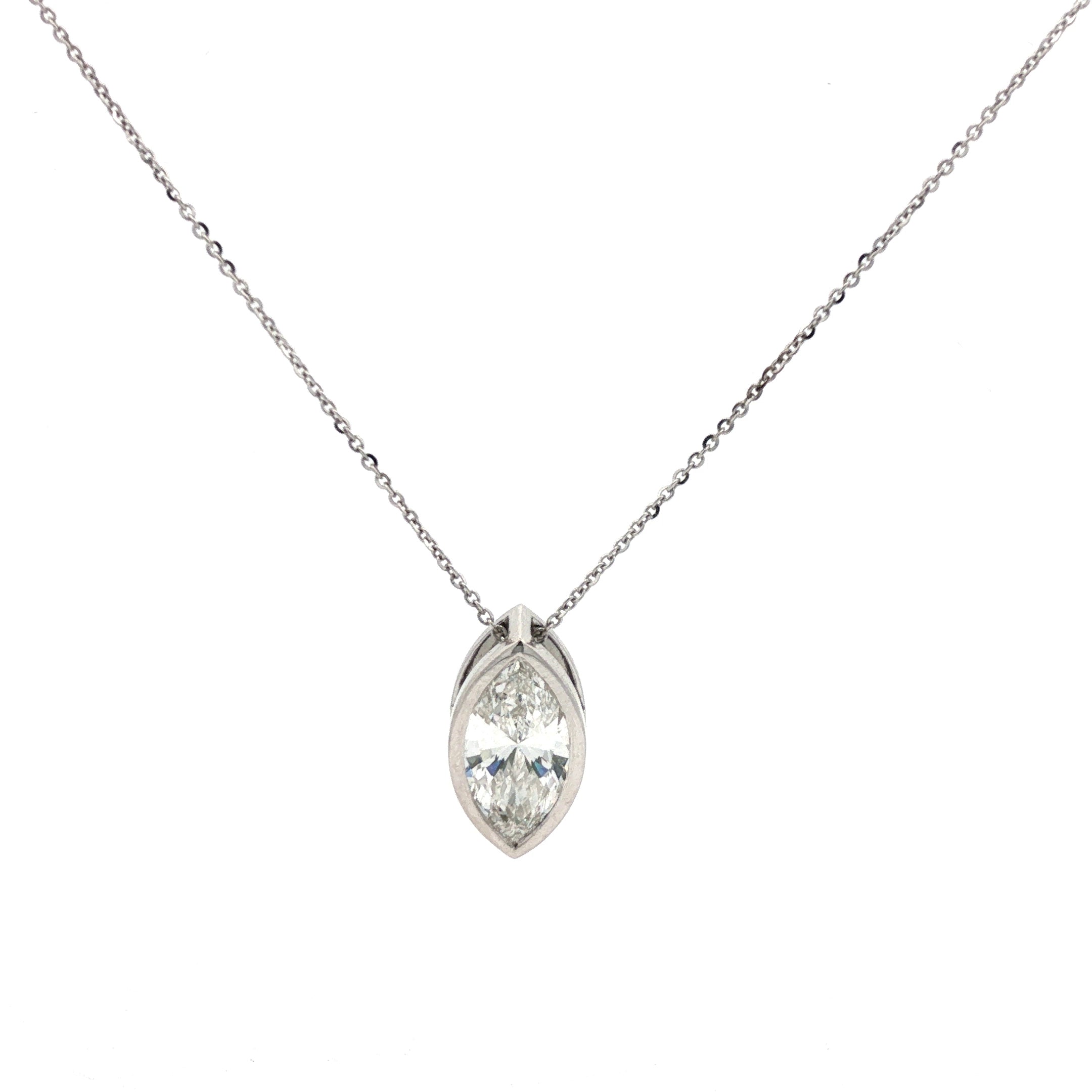 3ct Marquise Diamond Bezel Pendant Necklace