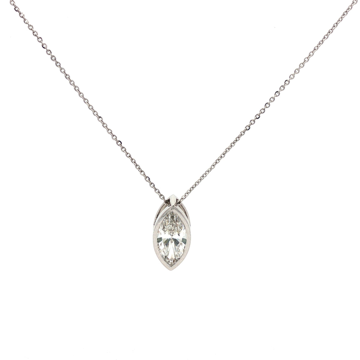 2ct Marquise Diamond Bezel Pendant Necklace