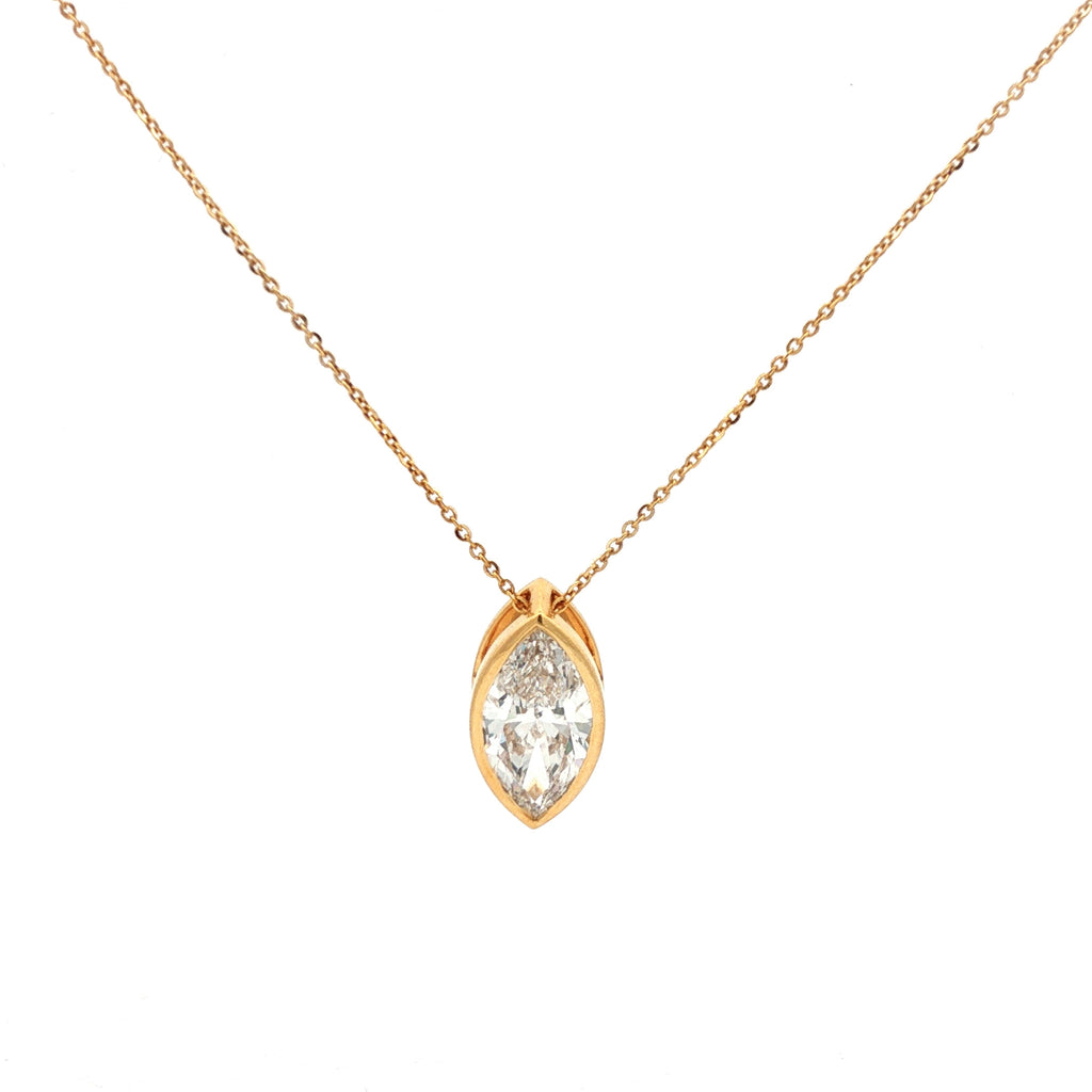 3ct Marquise Diamond Bezel Pendant Necklace