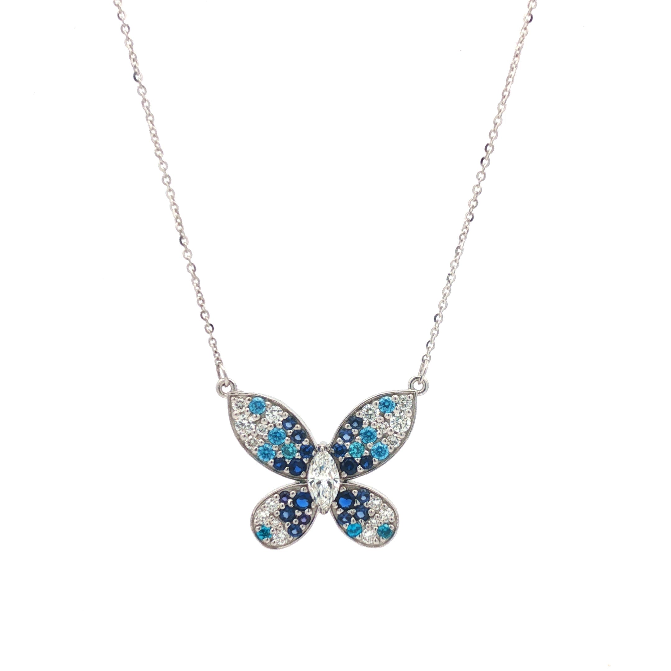 Royal Blue Sapphire Butterfly Necklace