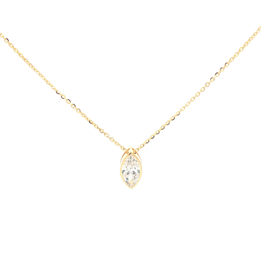1ct Marquise Diamond Bezel Pendant Necklace