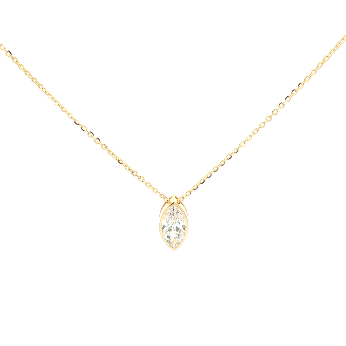 1ct Marquise Diamond Bezel Pendant Necklace