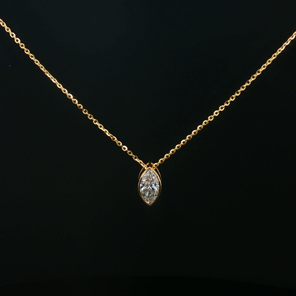 1ct Marquise Diamond Bezel Pendant Necklace