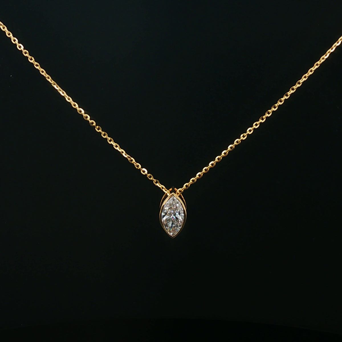1ct Marquise Diamond Bezel Pendant Necklace