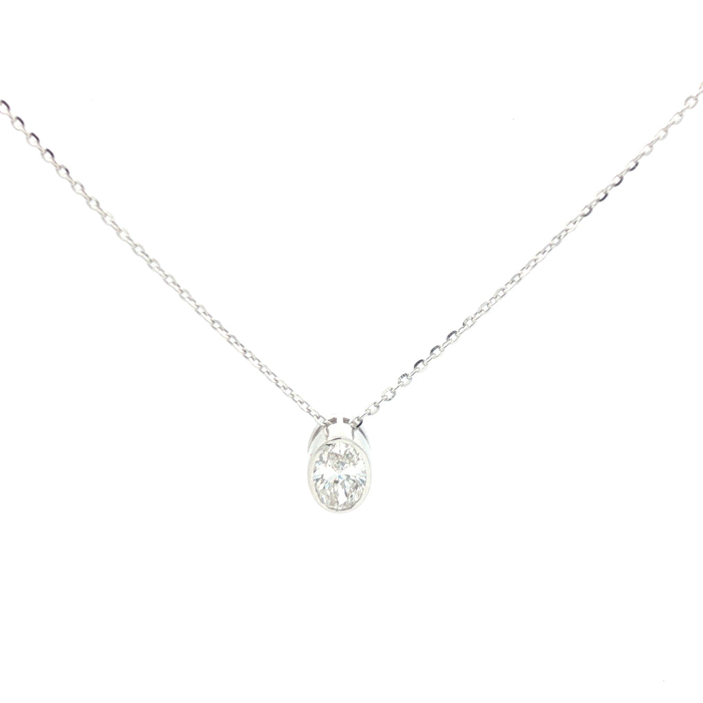 1ct Oval Diamond Bezel Solitaire Necklace