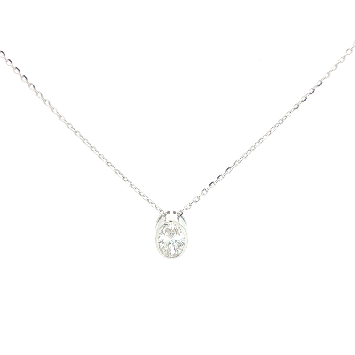 1ct Oval Diamond Bezel Solitaire Necklace