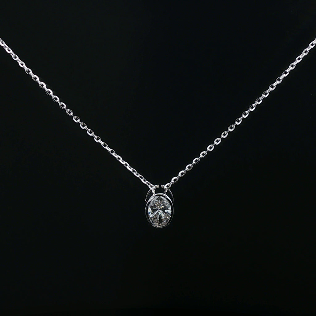 1ct Oval Diamond Bezel Solitaire Necklace