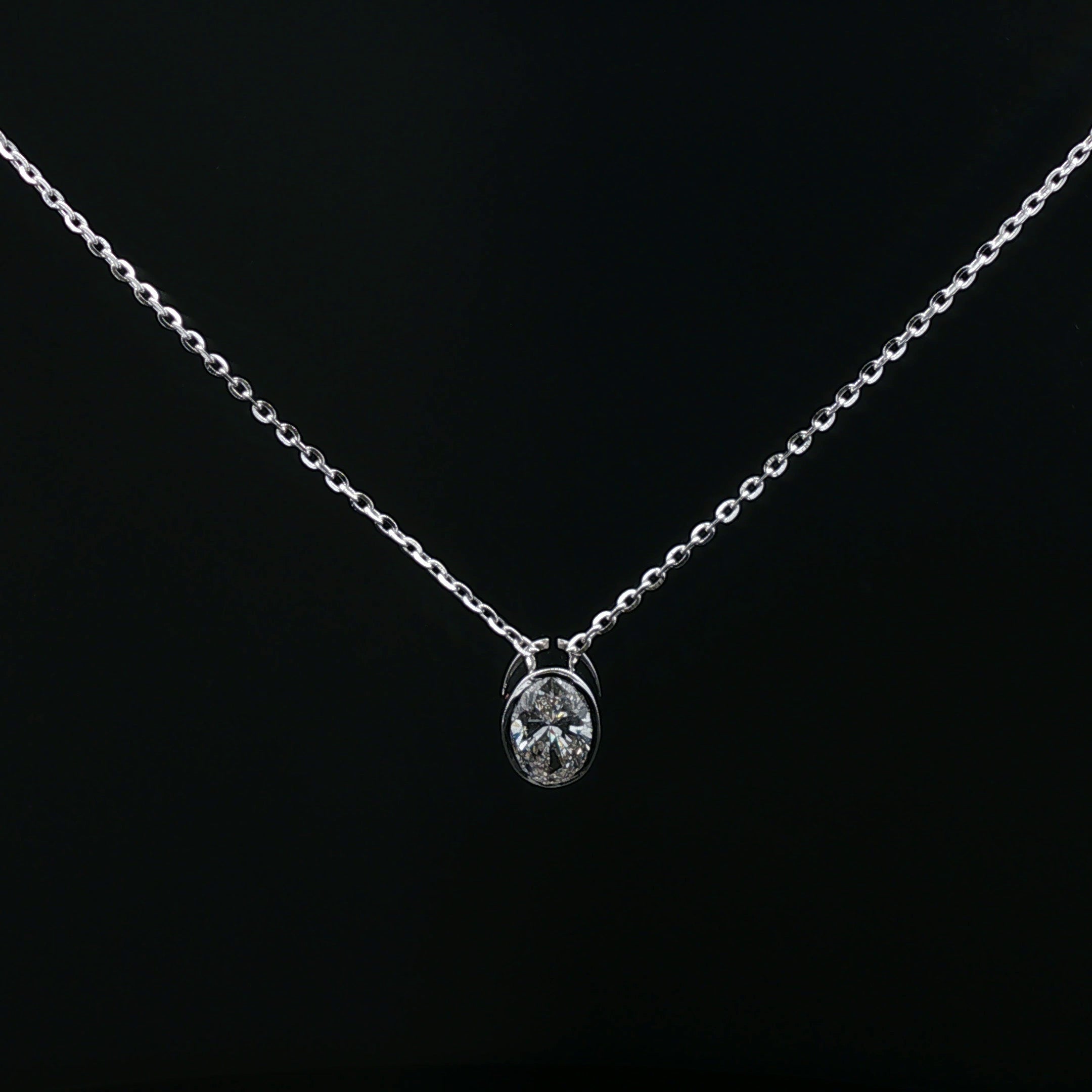 1ct Oval Diamond Bezel Solitaire Necklace