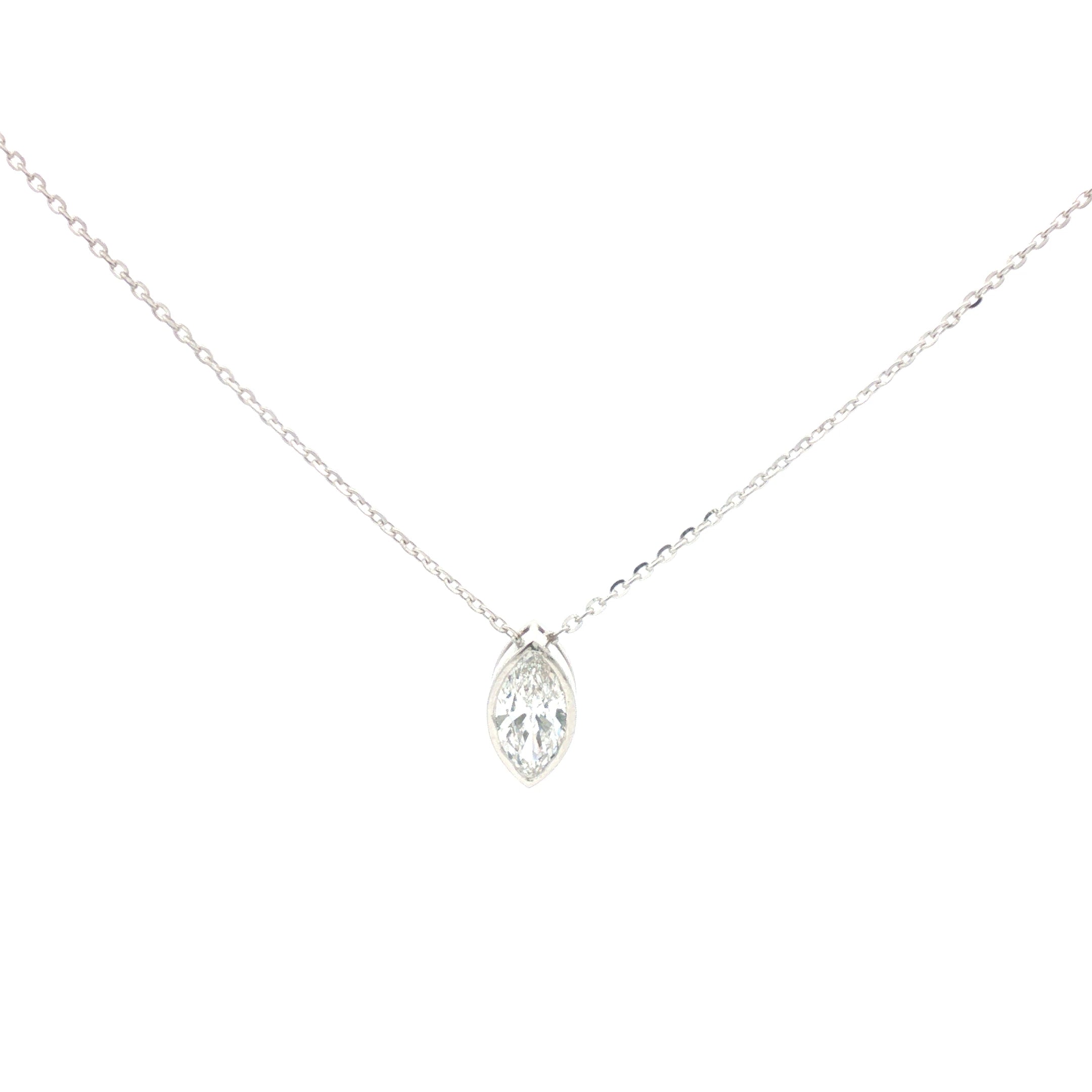 1ct Marquise Diamond Bezel Pendant Necklace