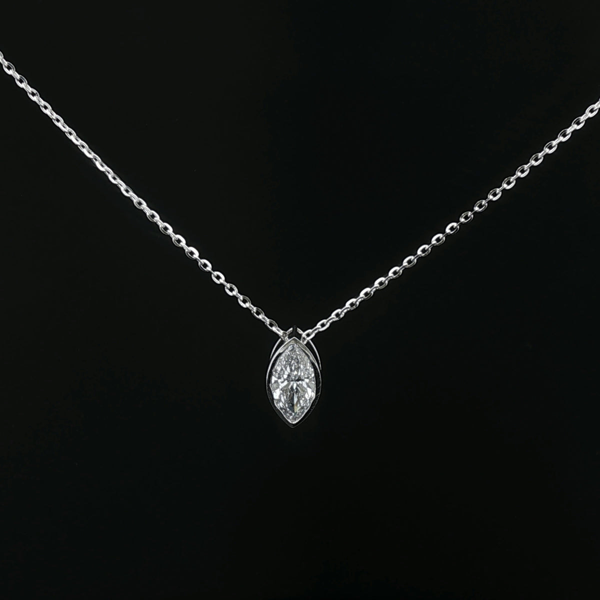 1ct Marquise Diamond Bezel Pendant Necklace