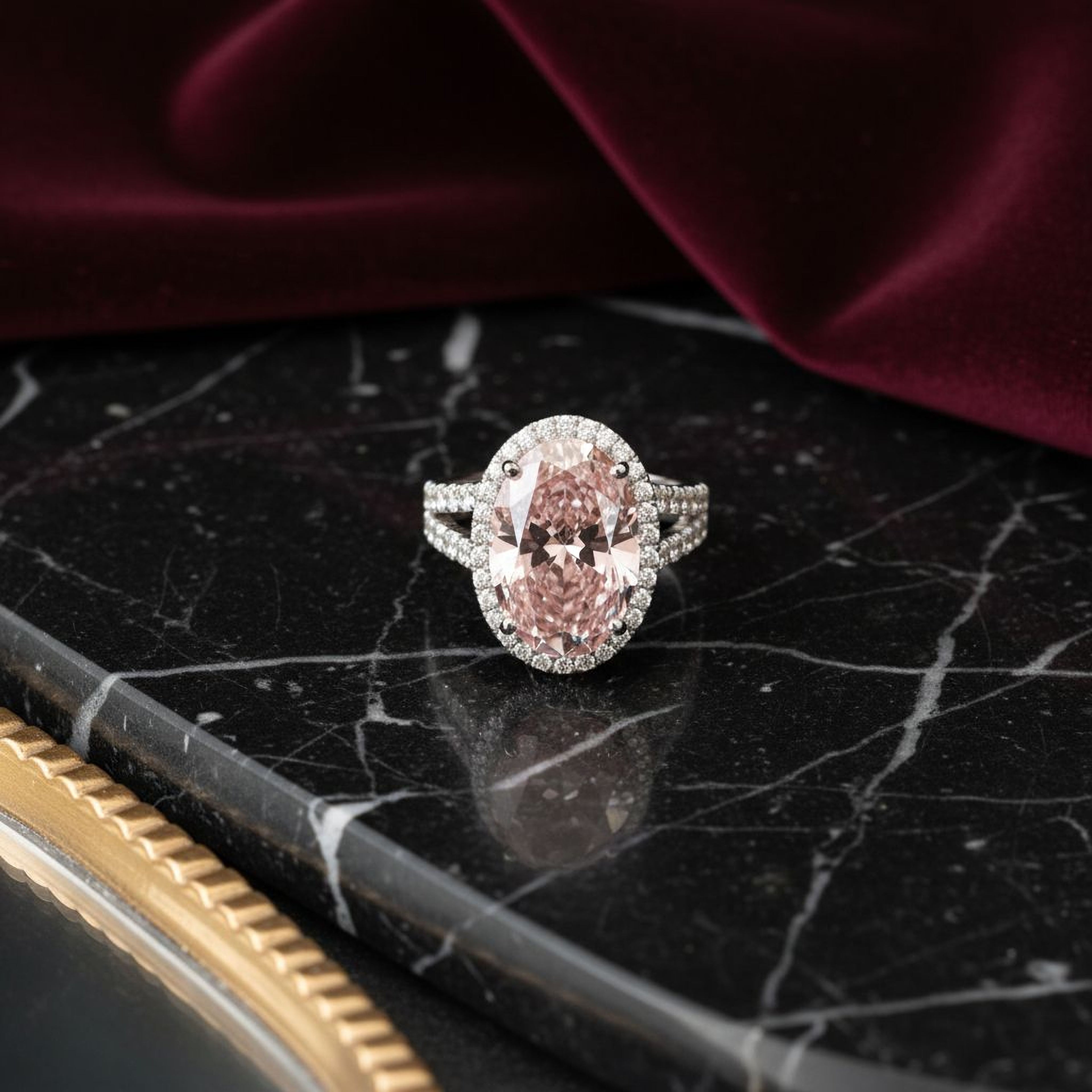 6ct Oval Pink Diamond Ring
