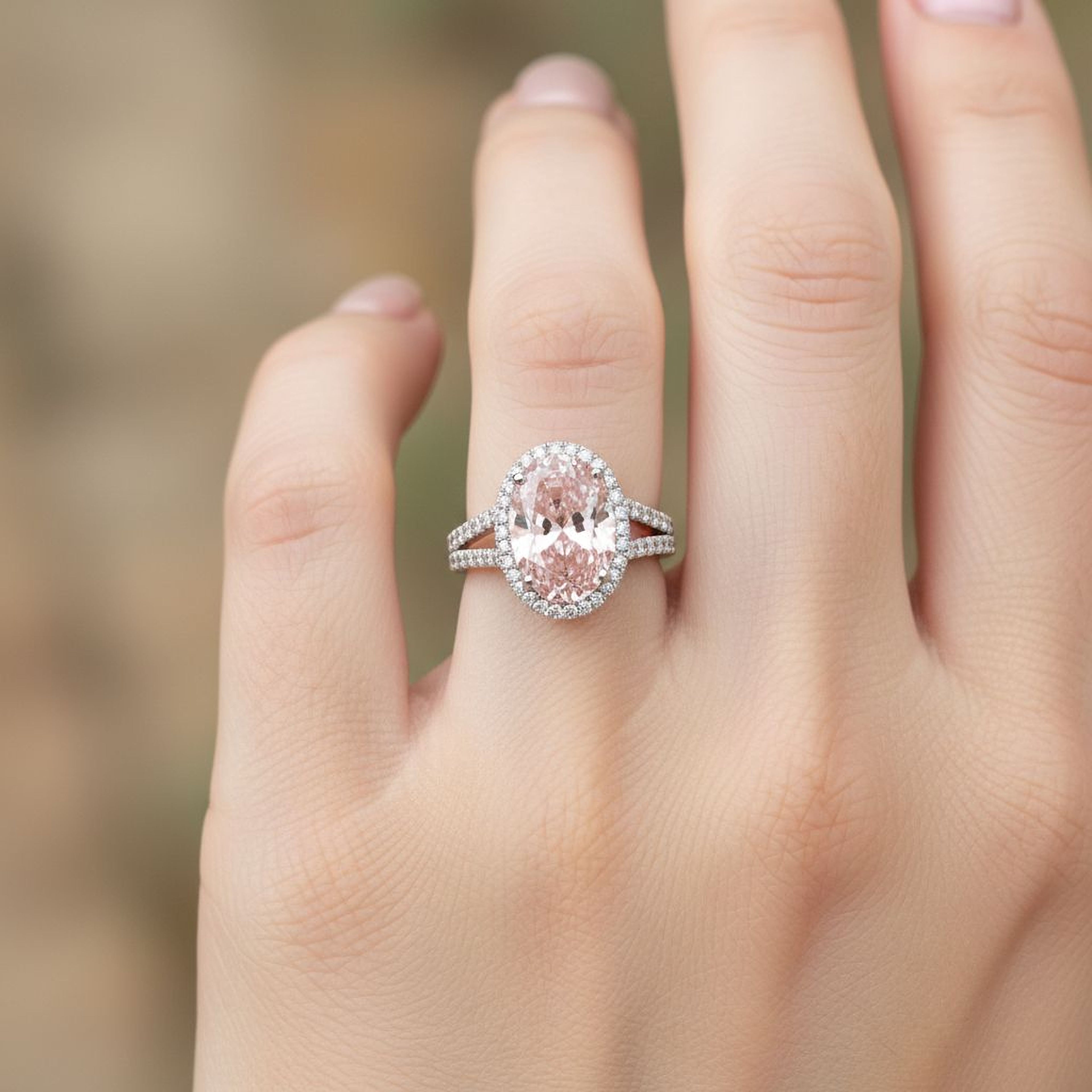 6ct Oval Pink Diamond Ring