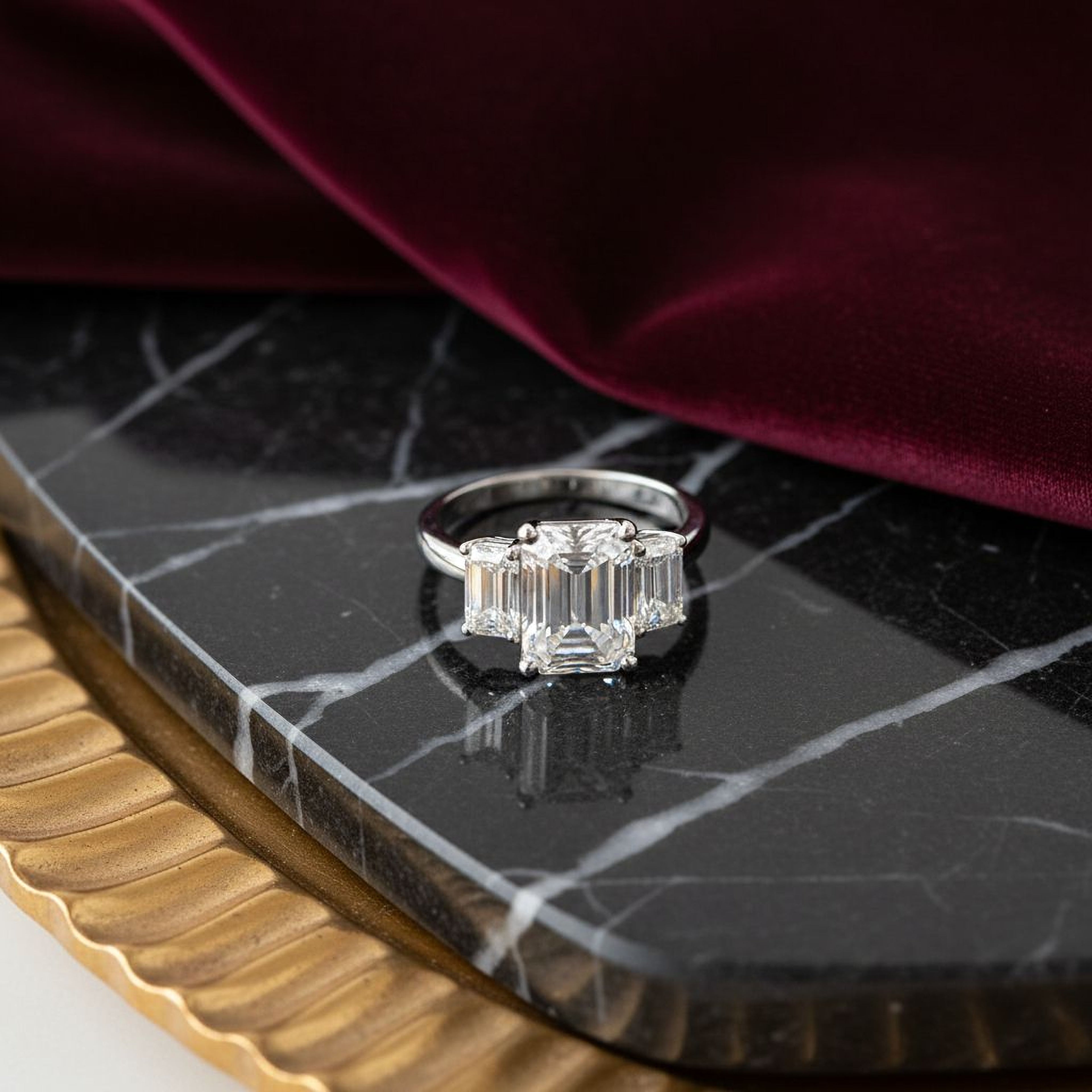 3ct Tri-Emerald Engagement Ring