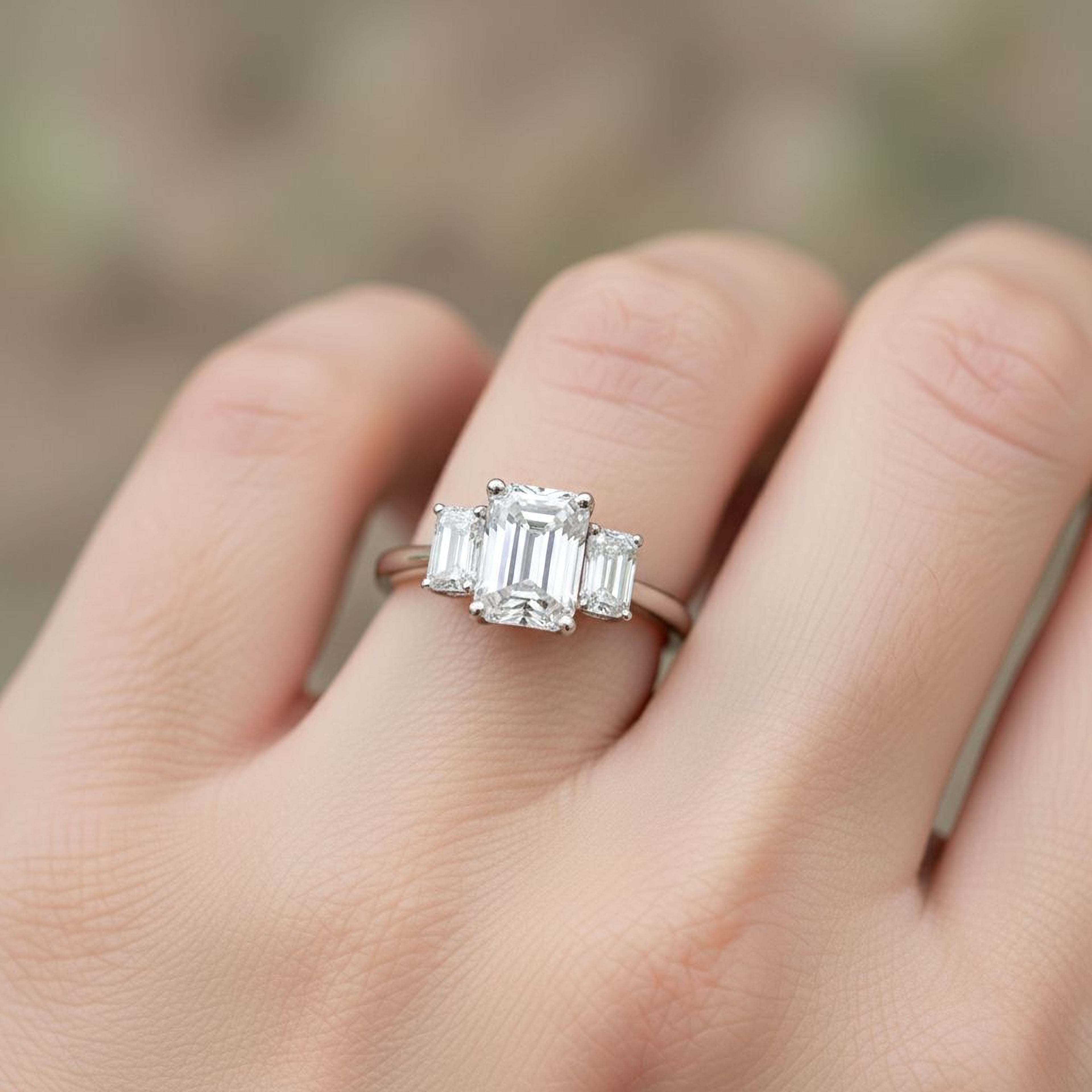 3ct Tri-Emerald Engagement Ring